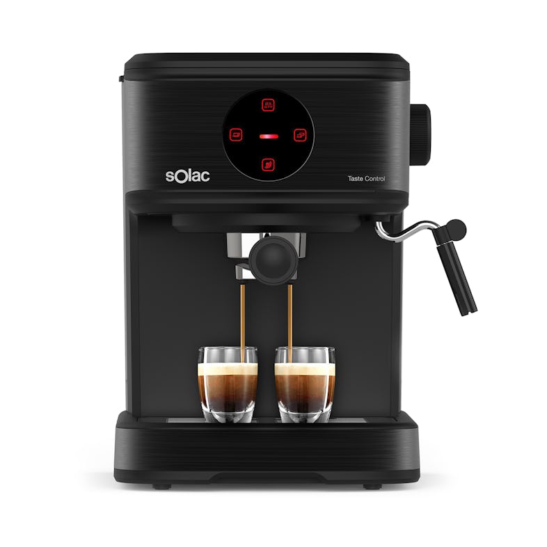 Solac CE4498 Taste Control Cafetera espresso táctil de 850W, 20bar, 1.5L,  espresso y cappuccino, parada automática, 1 o 2 cafés, monodosis/molido