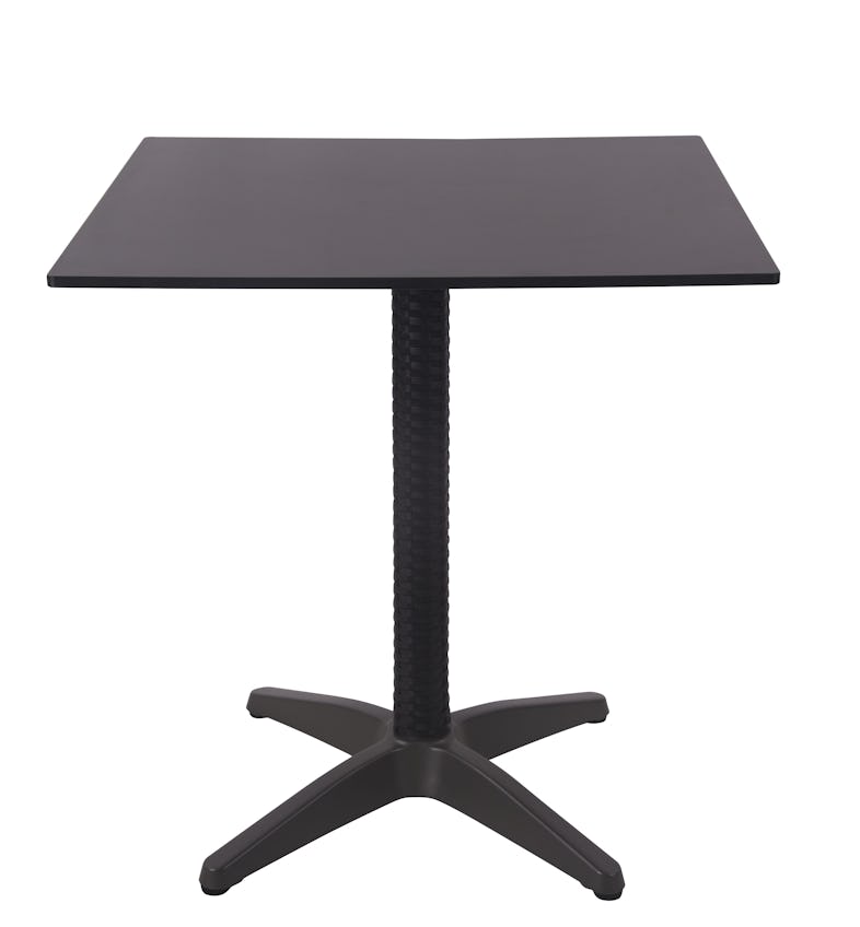 METRO Professional Outdoor bistrotafel, aluminium / HPL / PE rotan, 70 x 70 x 74 cm, vierkant, anti-vingerafdruk, zwart
