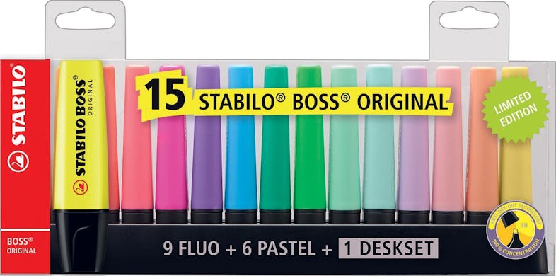 Surligneur STABILO BOSS ORIGINAL - Set de bureau x 10 surligneurs pastel -  version 2 : : Fournitures de bureau
