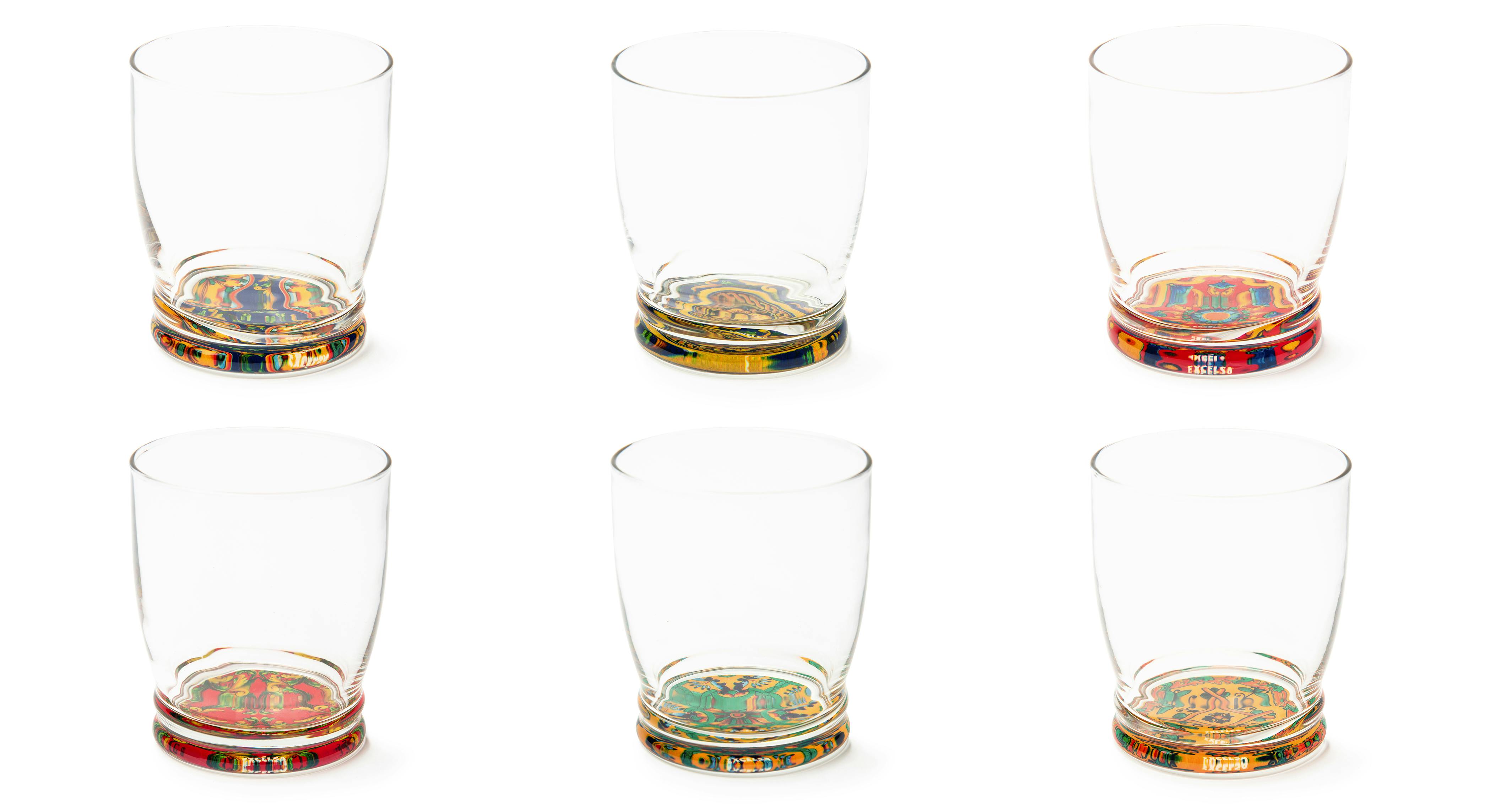 Excelsa set 6 bicchieri Trinacria vetro 9,5x8 cm multicolor