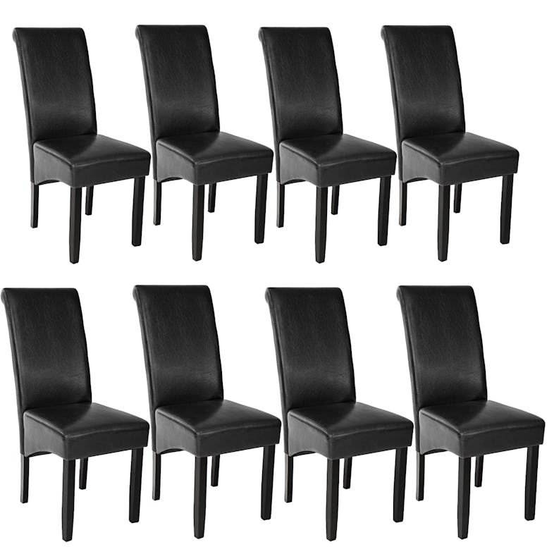 tectake 8 sedie da sala da pranzo con seduta ergonomica - nero - 403988