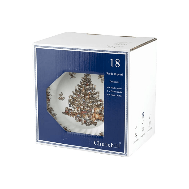 Churchill Vajilla 18 Piezas Seasons Greetings en loza Decoración navideña