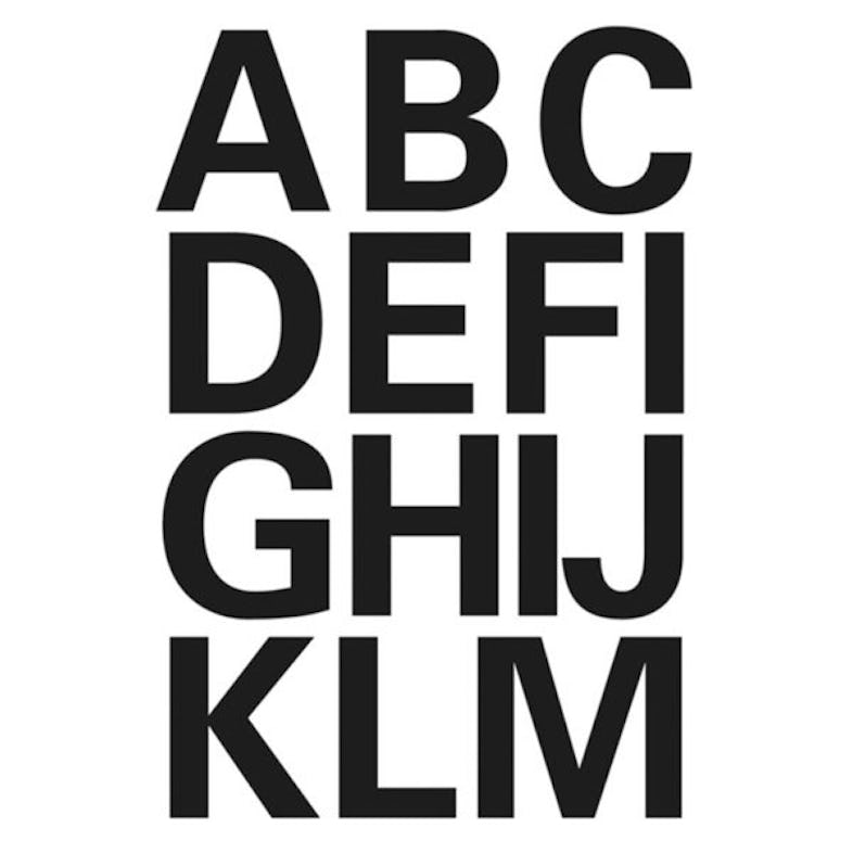 Buchstaben 25 mm, 28 Etiketten, Aufdruck: A-Z, Folie, schwarz