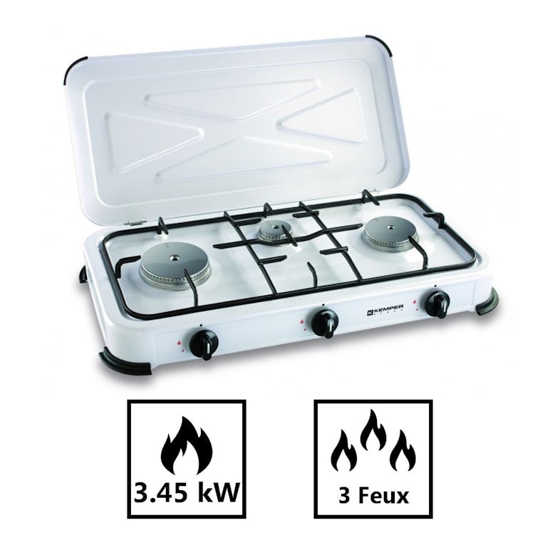Plaque de cuisson gaz portable 3 feux 3000W Rechaud gaz butane