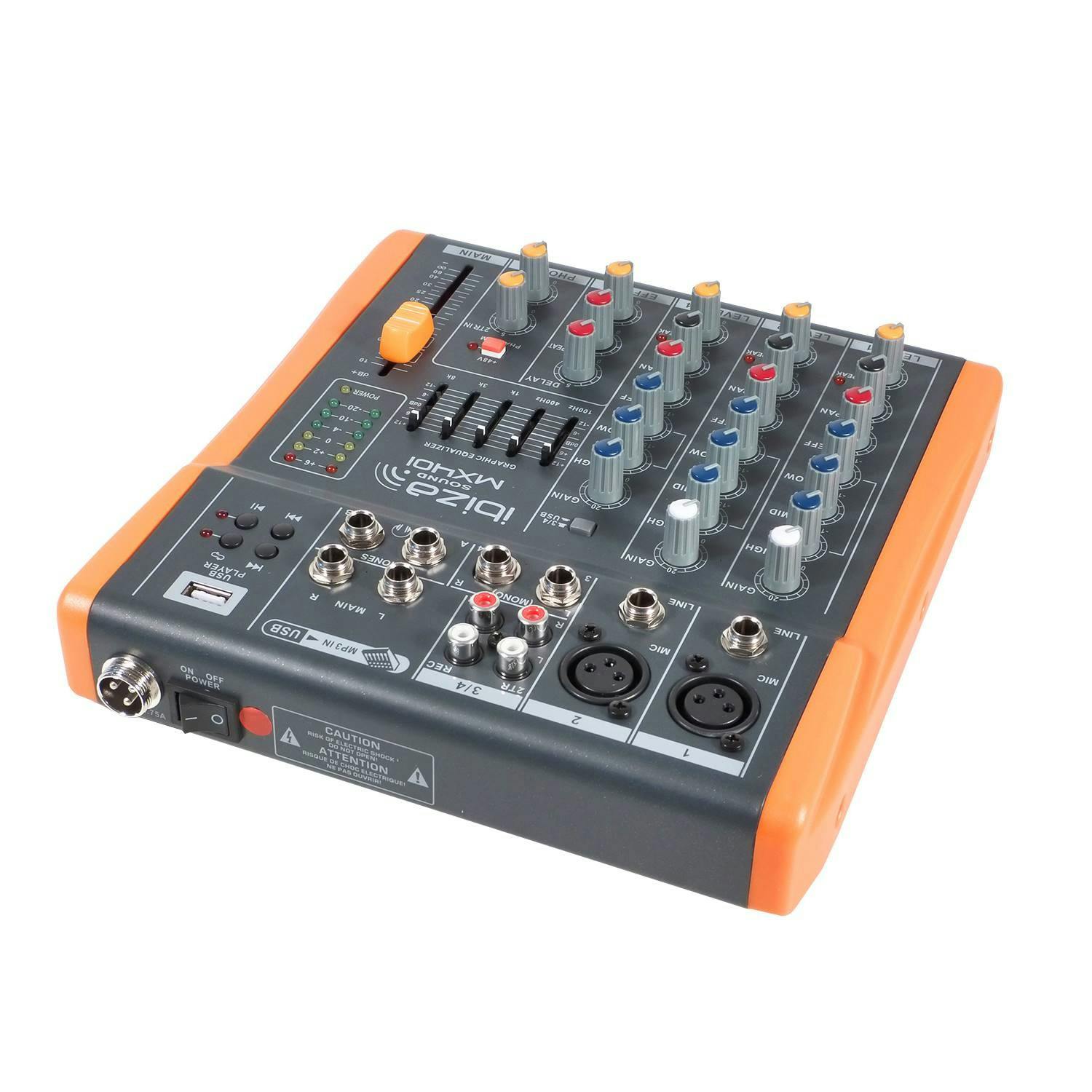 Table de mixage GLEMM MXP04 4 cannaux EQ 3 bandes et lecteur USB/MP3