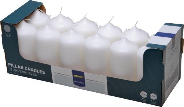 METRO Professional Velas De Pilar, Parafina, 5,8 X 13 Cm, Aprox. 30 H, Marfil, 6