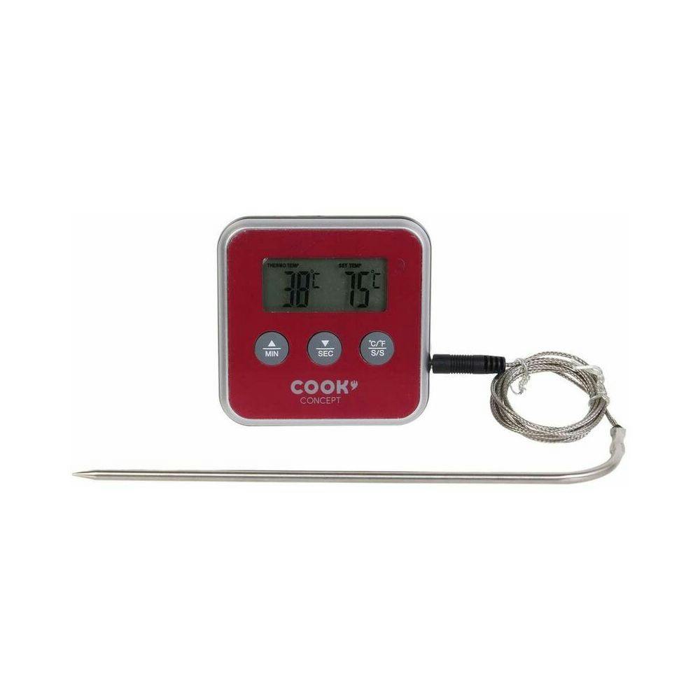Cook Concept Thermomètre à sonde et minuteur électronique bordeaux