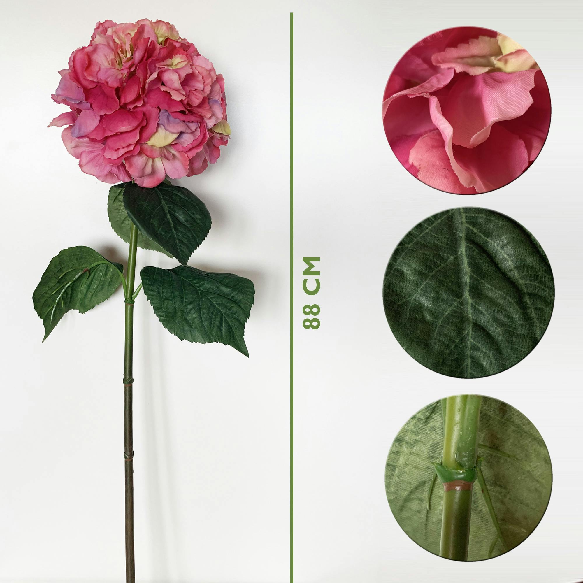 Ramo De Hortensia Con Tacto Natural 88 Cm Con Flores De Ø20 Cm En Color  Fucsia | MAKRO Marketplace