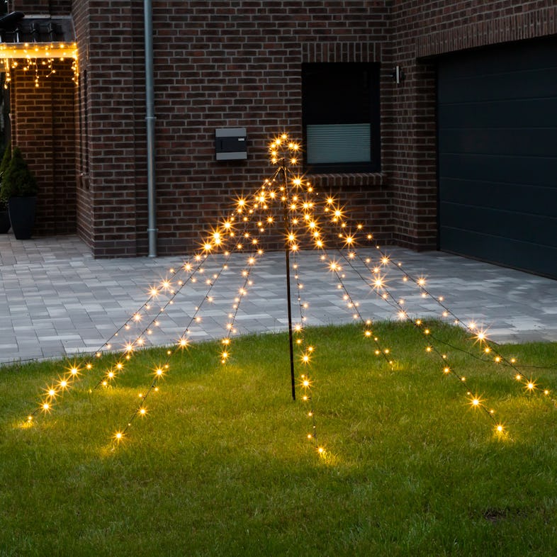 LED Lichterbaum mit Stern Weihnachtsbaum 1,5m 200 LED Lichterpyramide für  Außen
