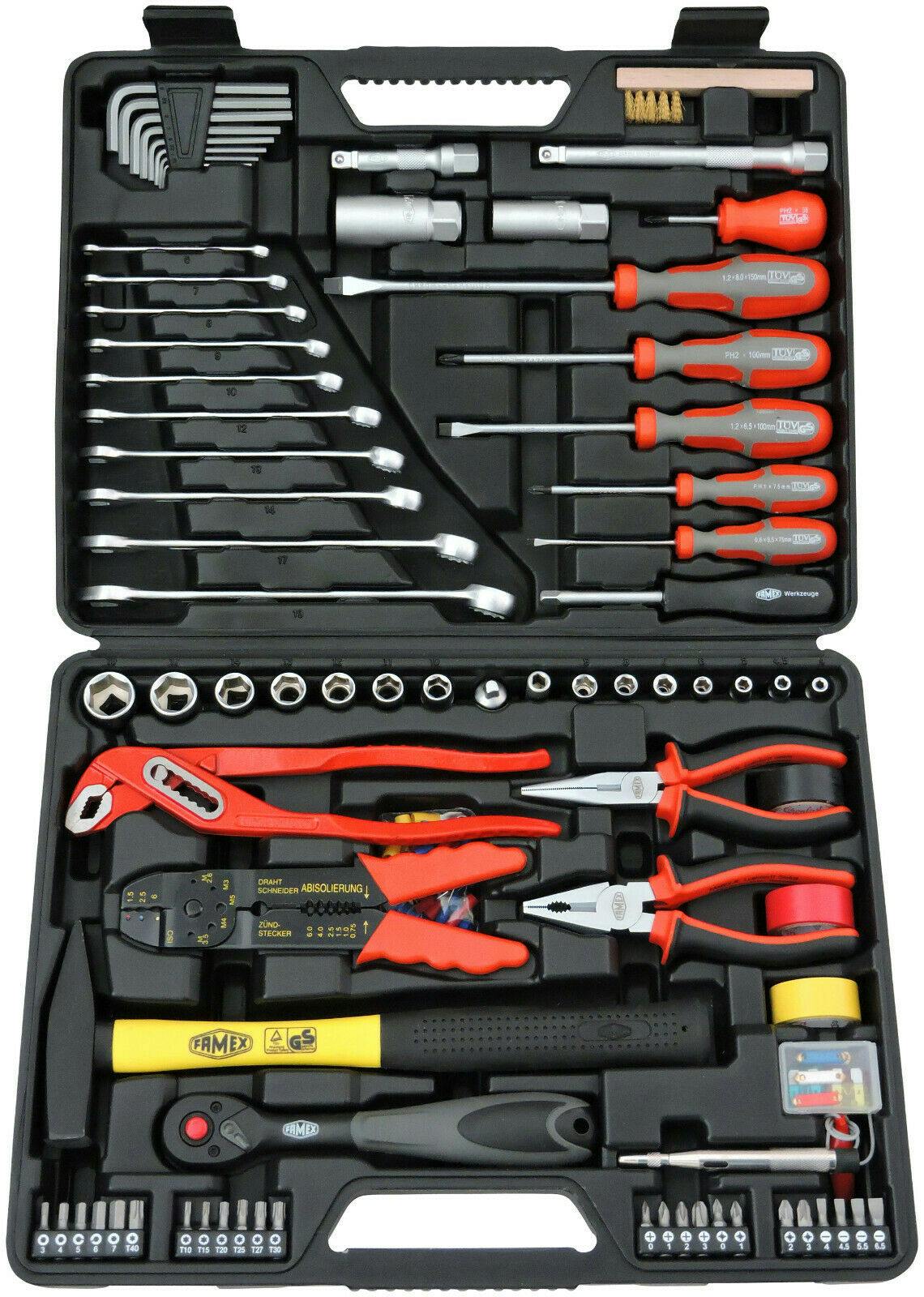 FAMEX 144-FX-48 befüllt Werkzeug-Set Werkzeugkoffer Werkzeugkasten Marktplatz gefüllt Werkzeug - | Set METRO - mit