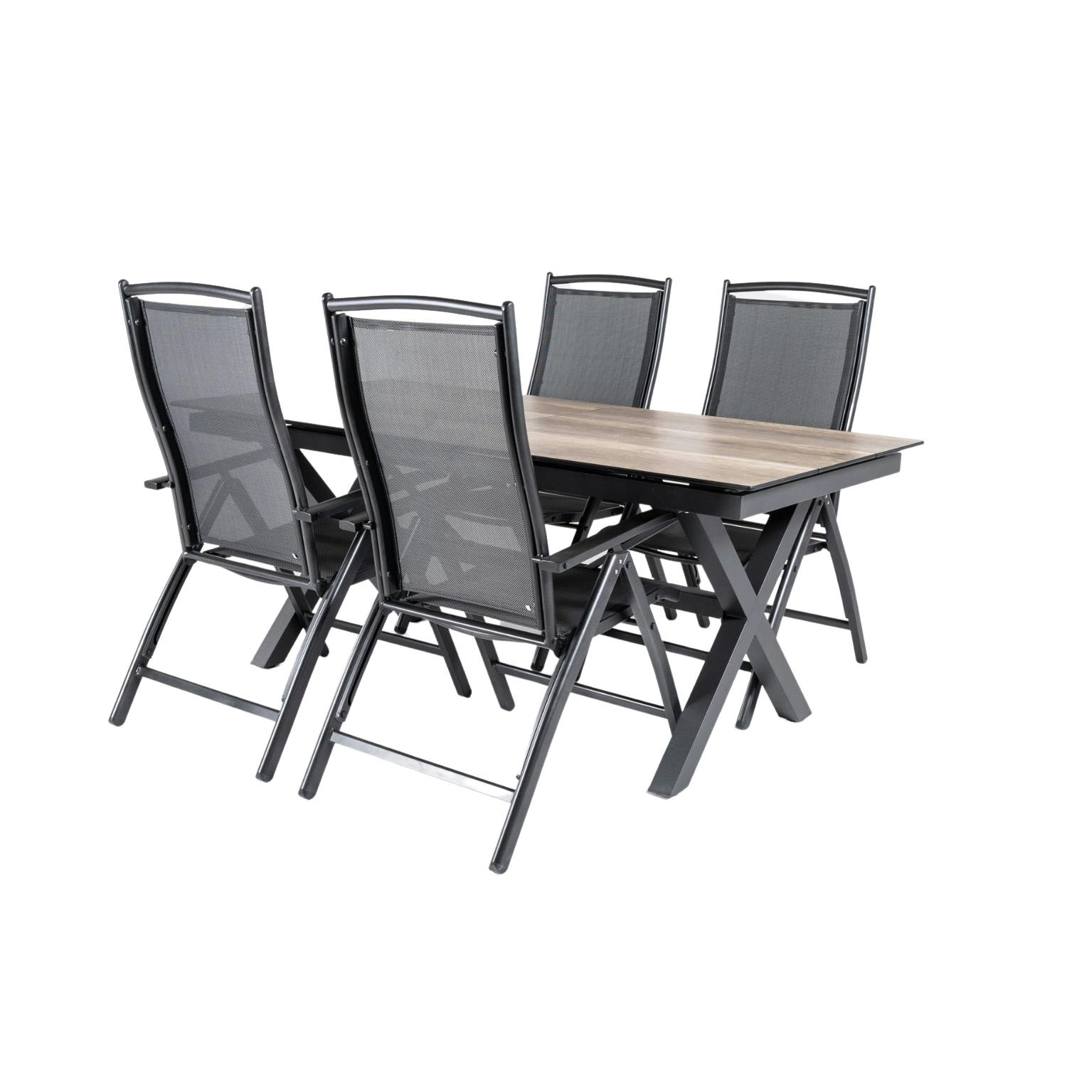 Conjunto de mesas y sillas reclinables de jardín, Mesa extensible 180 a