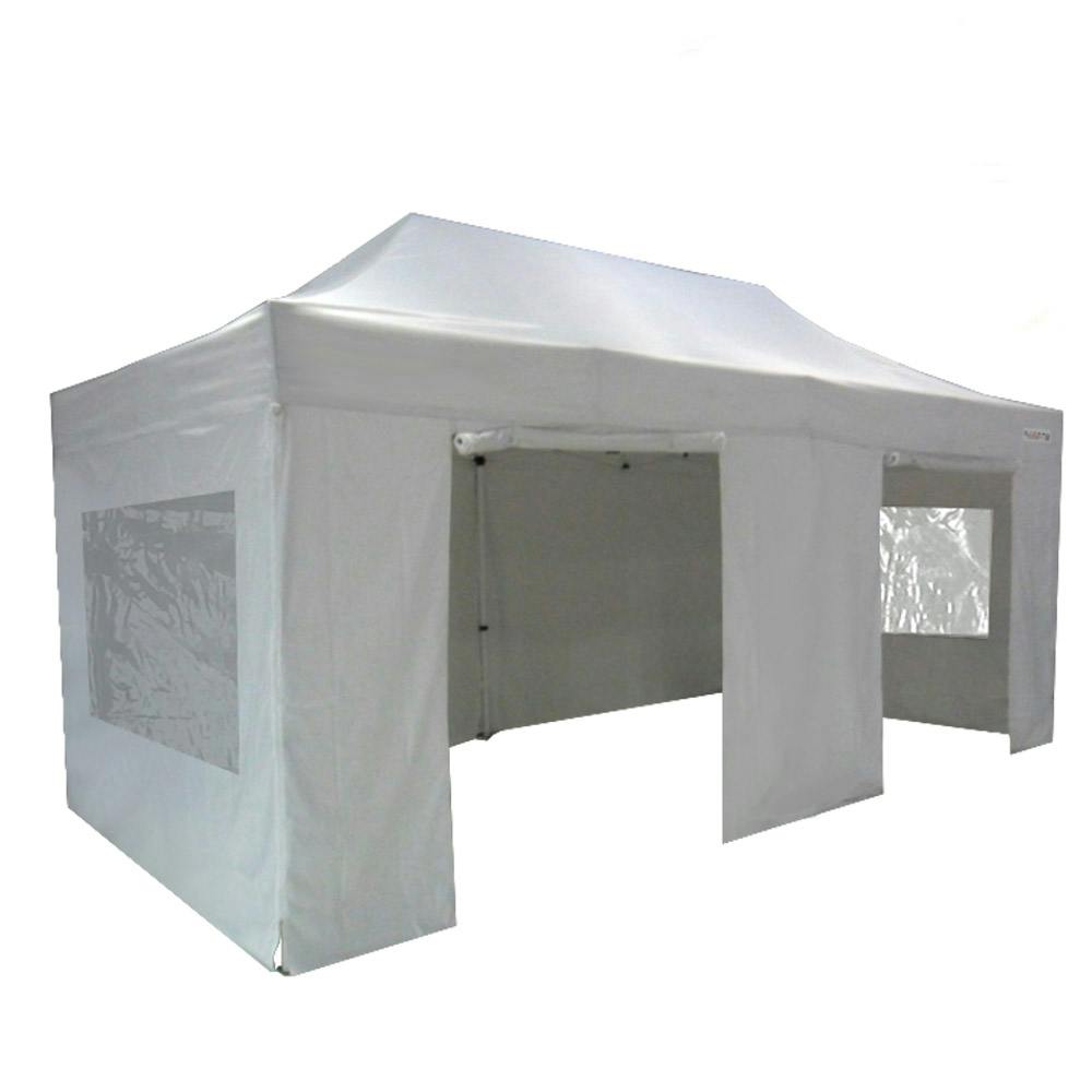 Tente de jardin pliante blanche 3x3m + Pack Fenêtres