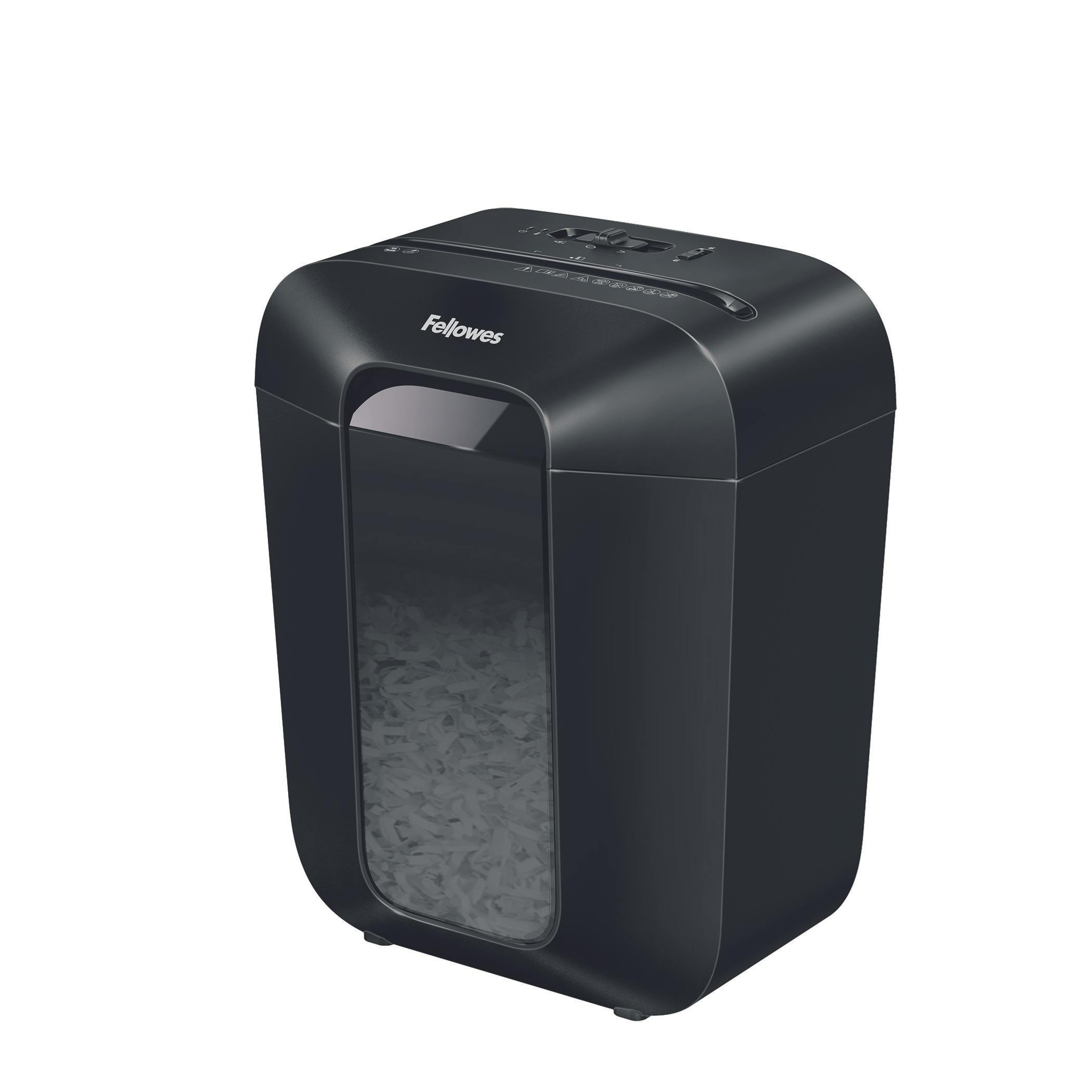 Fellowes Distruggidocumenti a frammento LX50, 9 fogli, per uso personale,  con blocco di sicurezza, cestino da 17L, sicurezza P-4, nero, 4406001