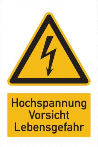 Warnschild, Kombischild, Hochspannung - 100x150 Mm Folie Selbstklebend ...