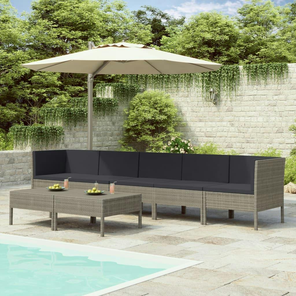 vidaXL 8-tlg. Garten-Lounge-Set mit Auflagen Poly Rattan ...