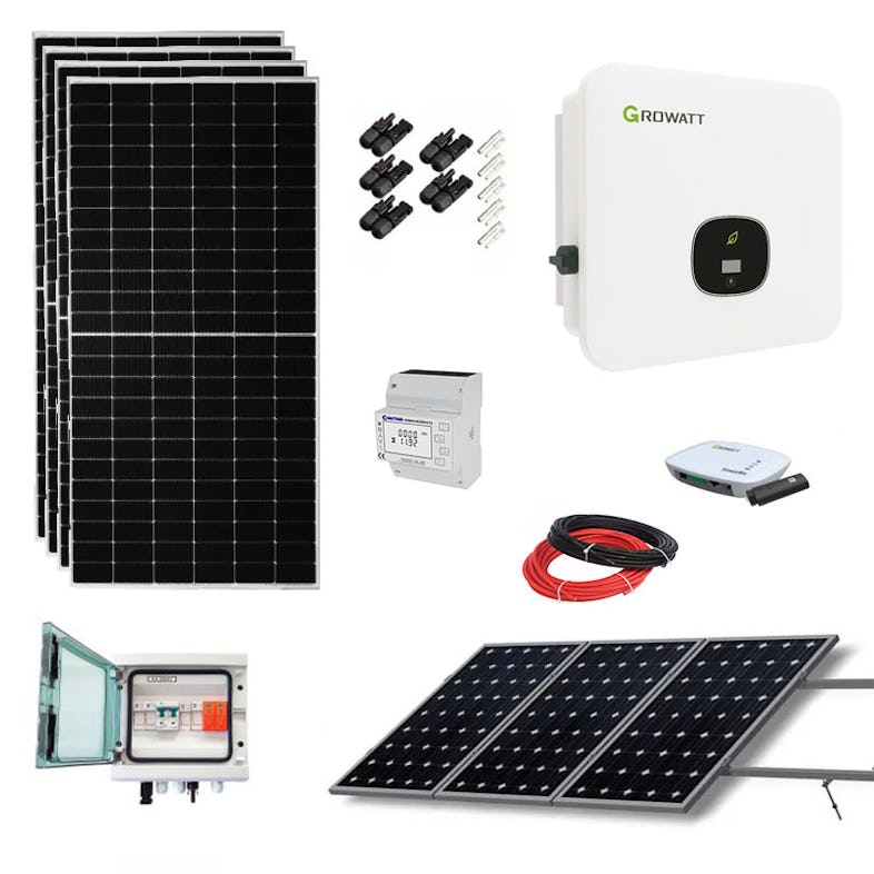 Kit Solar Híbrido Trifásico 15 Painéis 8000W 41,25kWh/dia Growatt