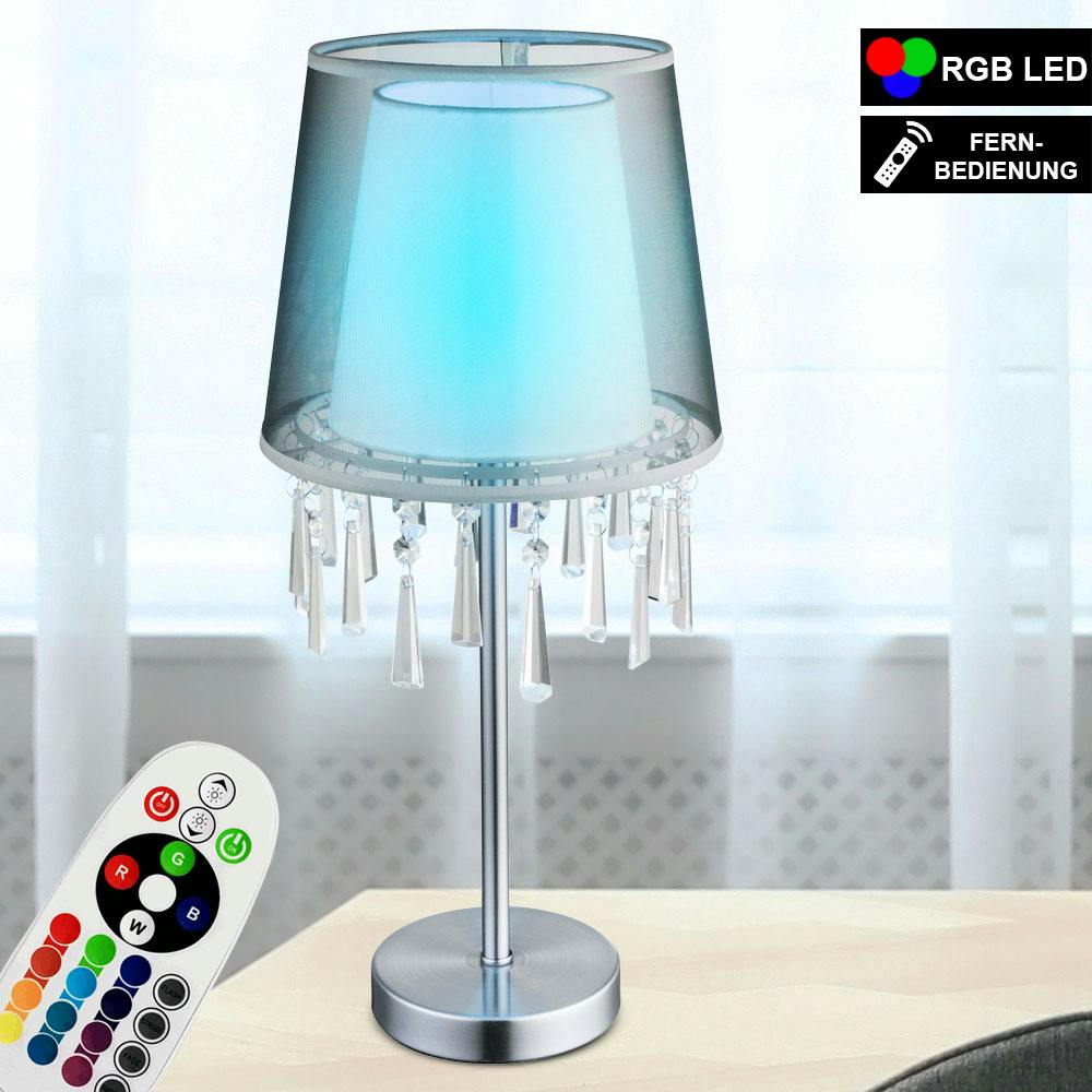 RGB LED 3D Effekt Nacht Tisch Leuchte Glas FERNBEDIENUNG Textil Lampe dimmbar 