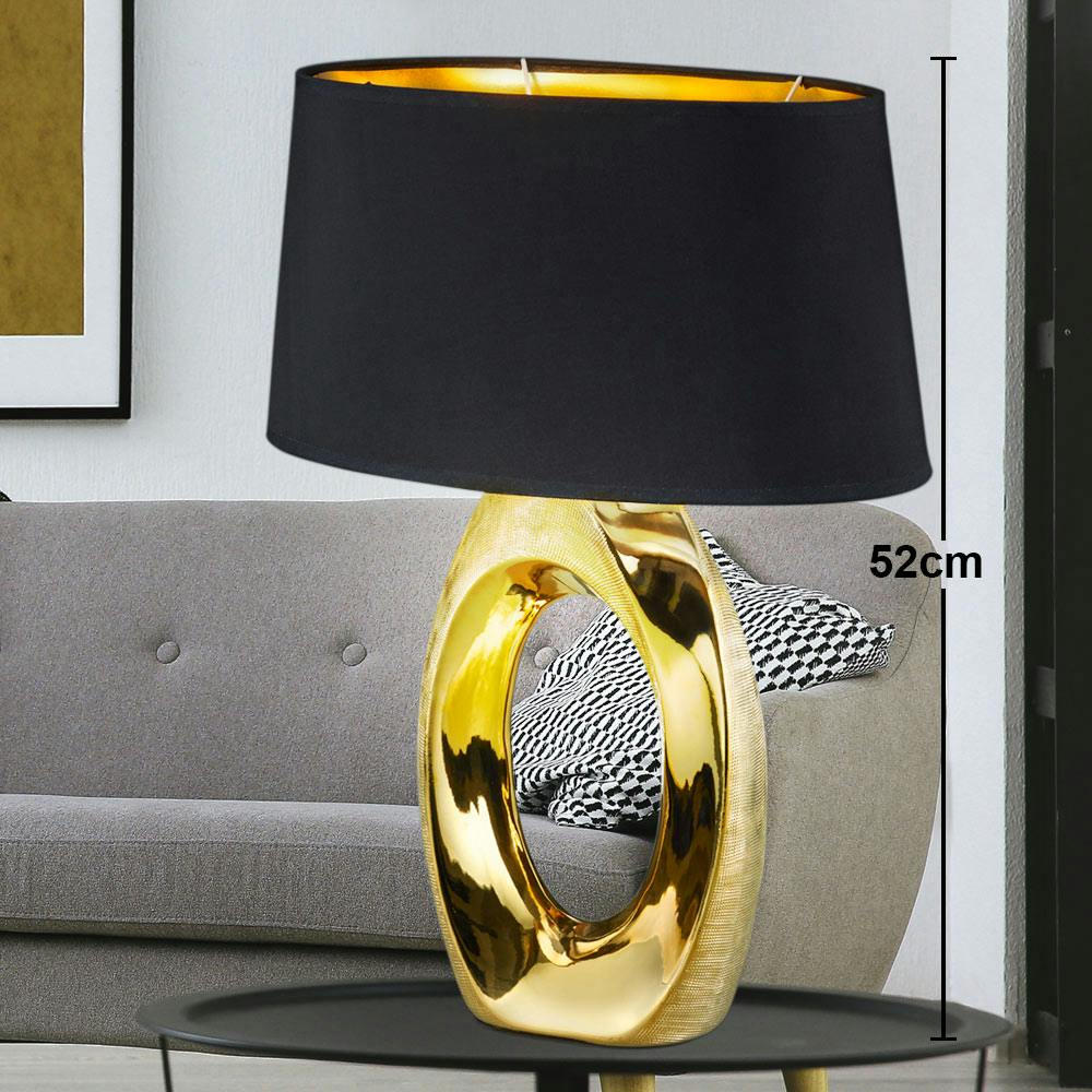 LED Keramik Lese Lampe schwarz gold Wohn Zimmer Textil Nacht Tisch Luxus Leuchte 