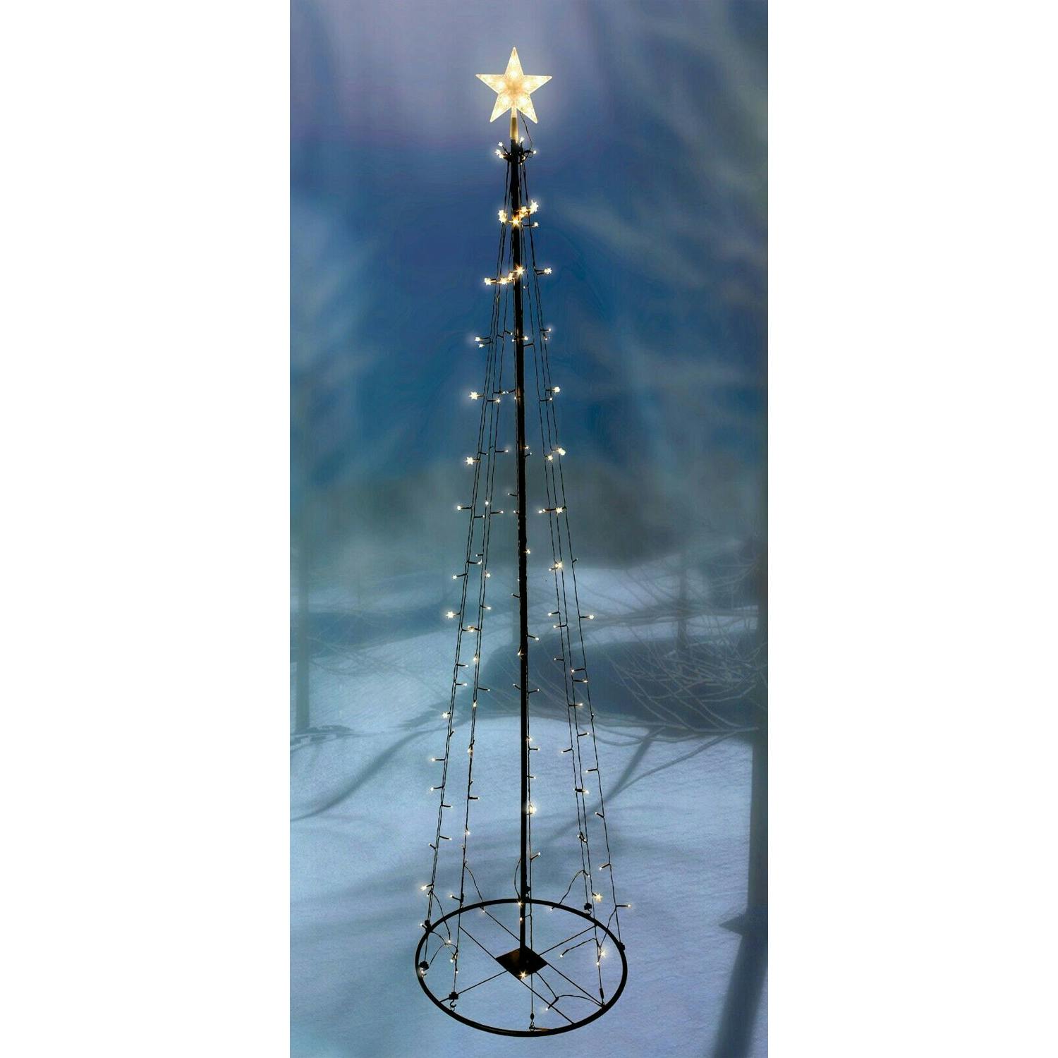 XL LED Metall Weihnachtsbaum mit Stern warmweiß 106 LEDs 180cm mit 8