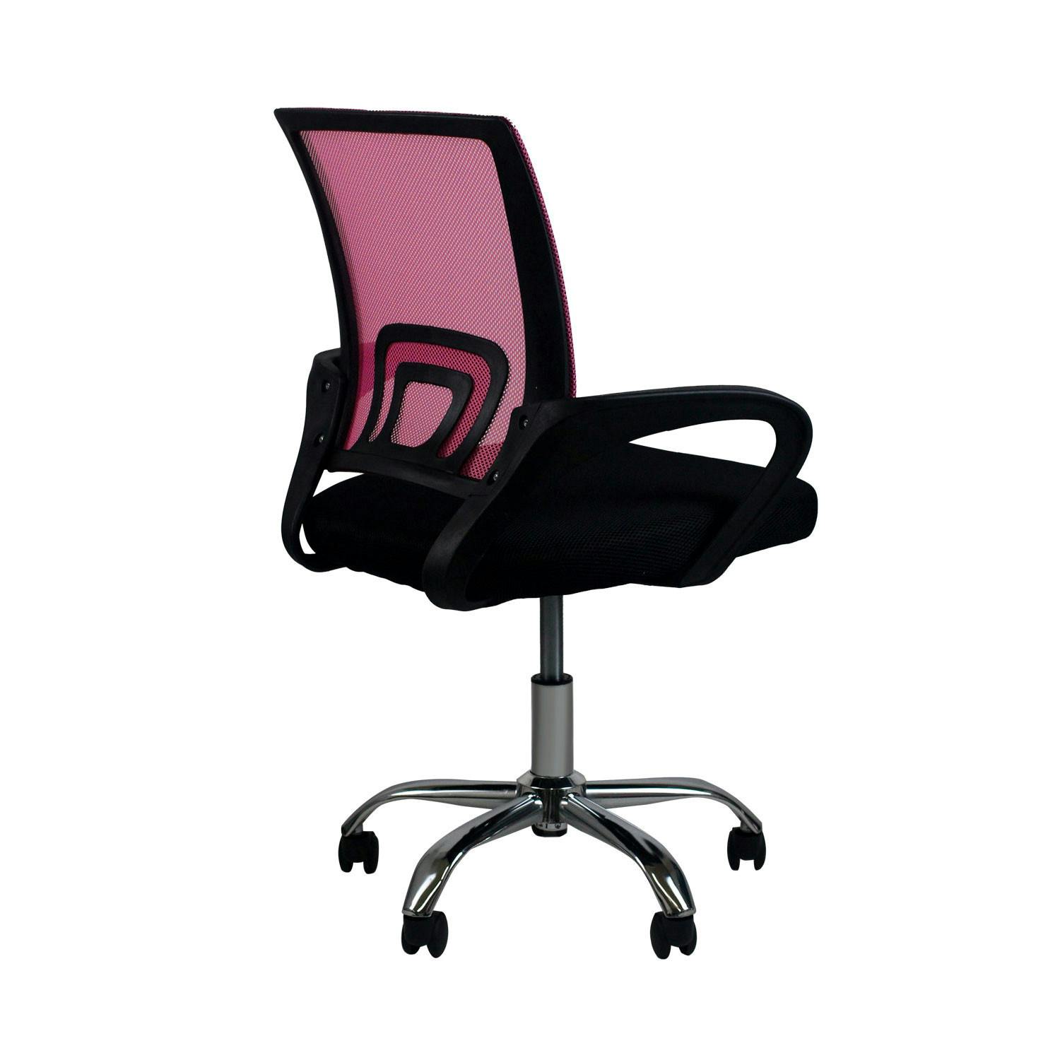 Sedia da scrivania classica nera e rosa con ruote 95x65x52 cm O91