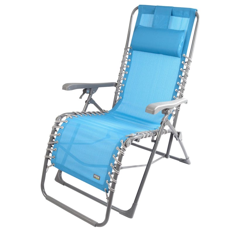 Tumbona plegable acero-textilene reclinable azul