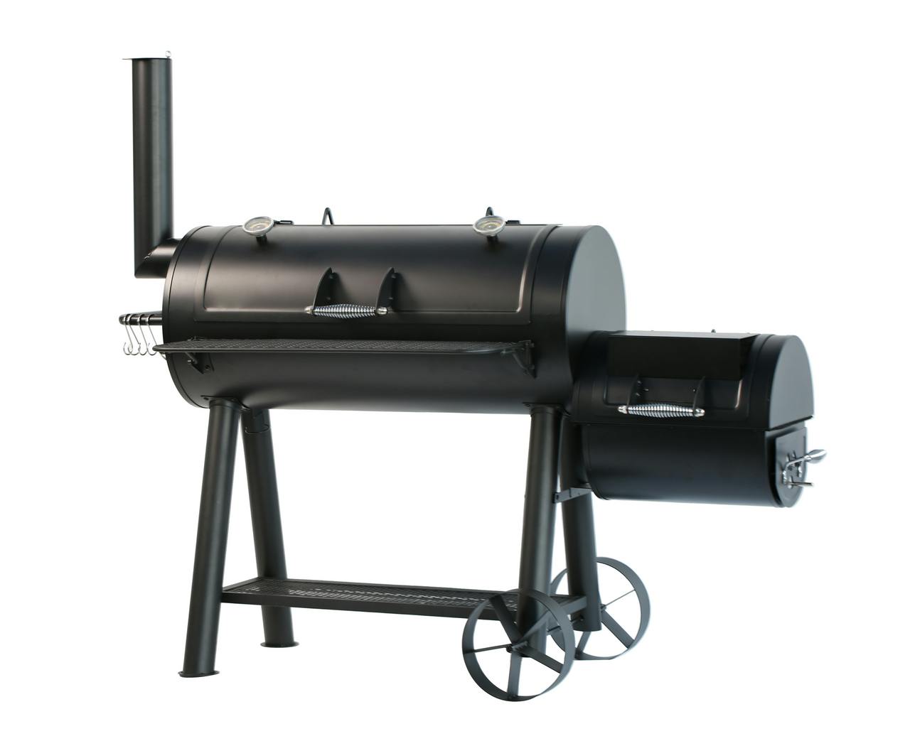 Tarrington House Houtskoolbarbecue met rookoven BATESVILLE, staal, 176 x 86 x deksel met thermometer, 2 wielen, zwart | MAKRO Webshop