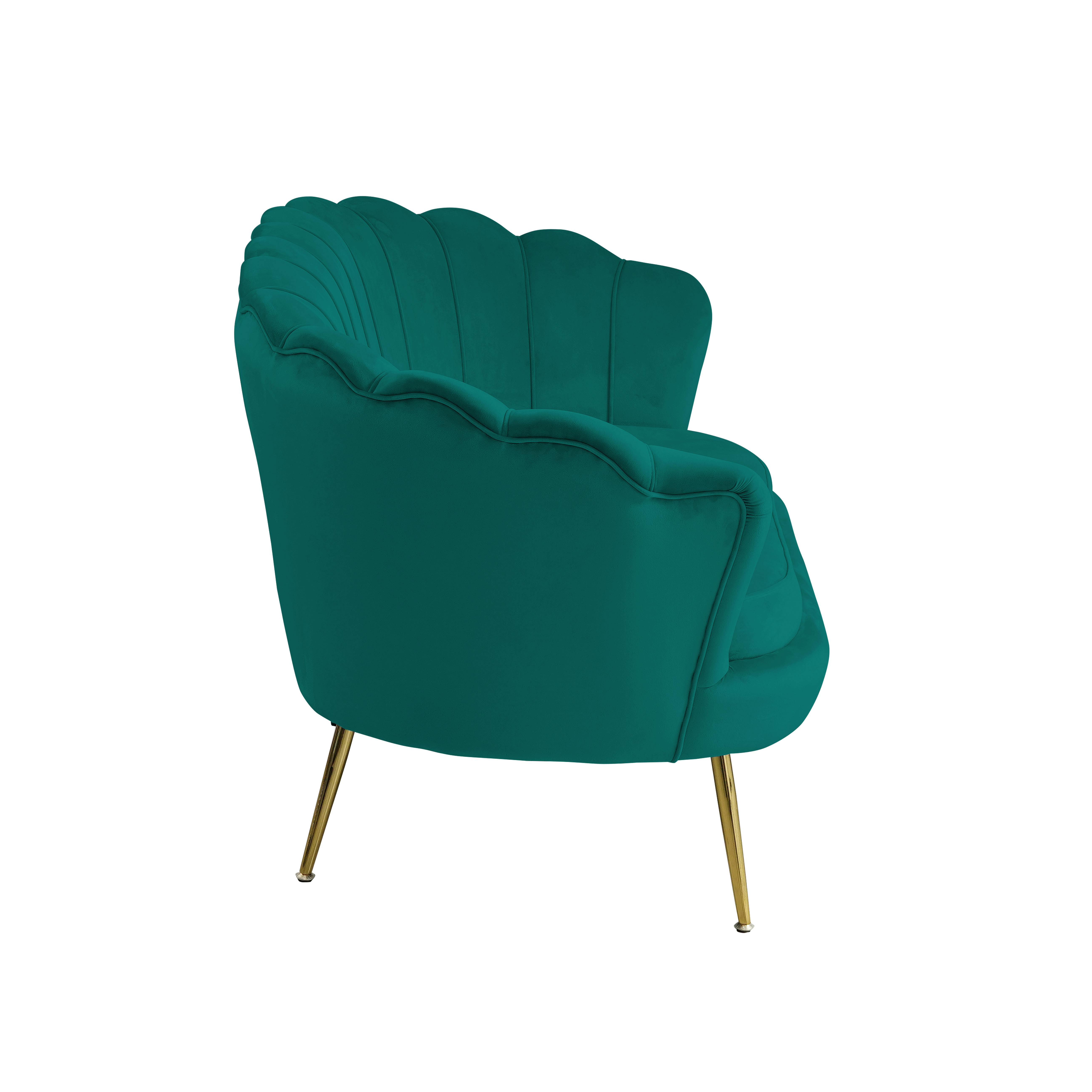 SalesFever Muschel-Sofa | Bezug Samt-Stoff | Gestell Metall goldfarben | B  136 x T 76 x H 78 cm | grün | METRO Marktplatz | Einzelsofas