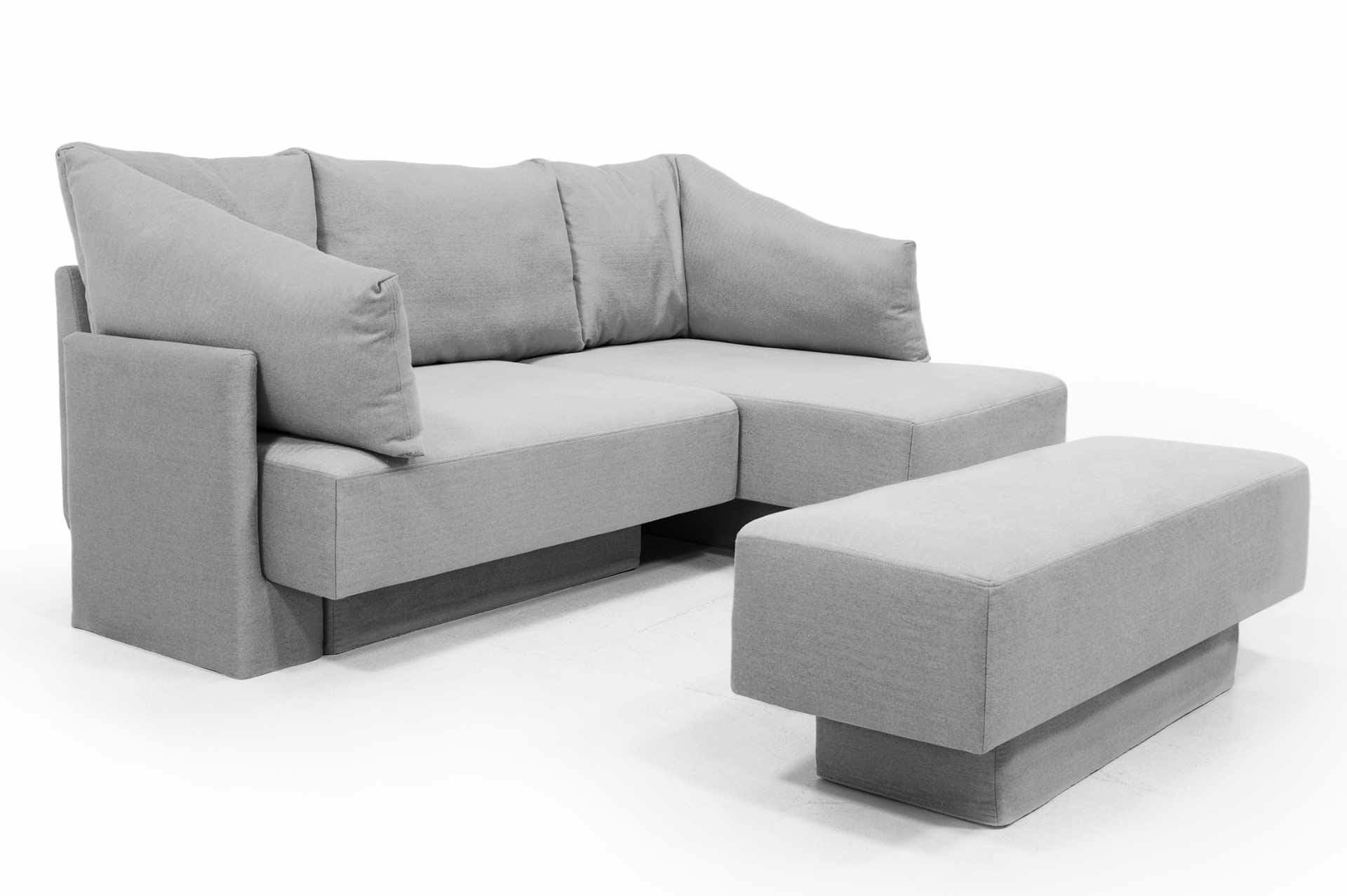 Kleines Modulsofa mit Schlaffunktion, CHOICE 1 MOLLIA helles grau, sehr