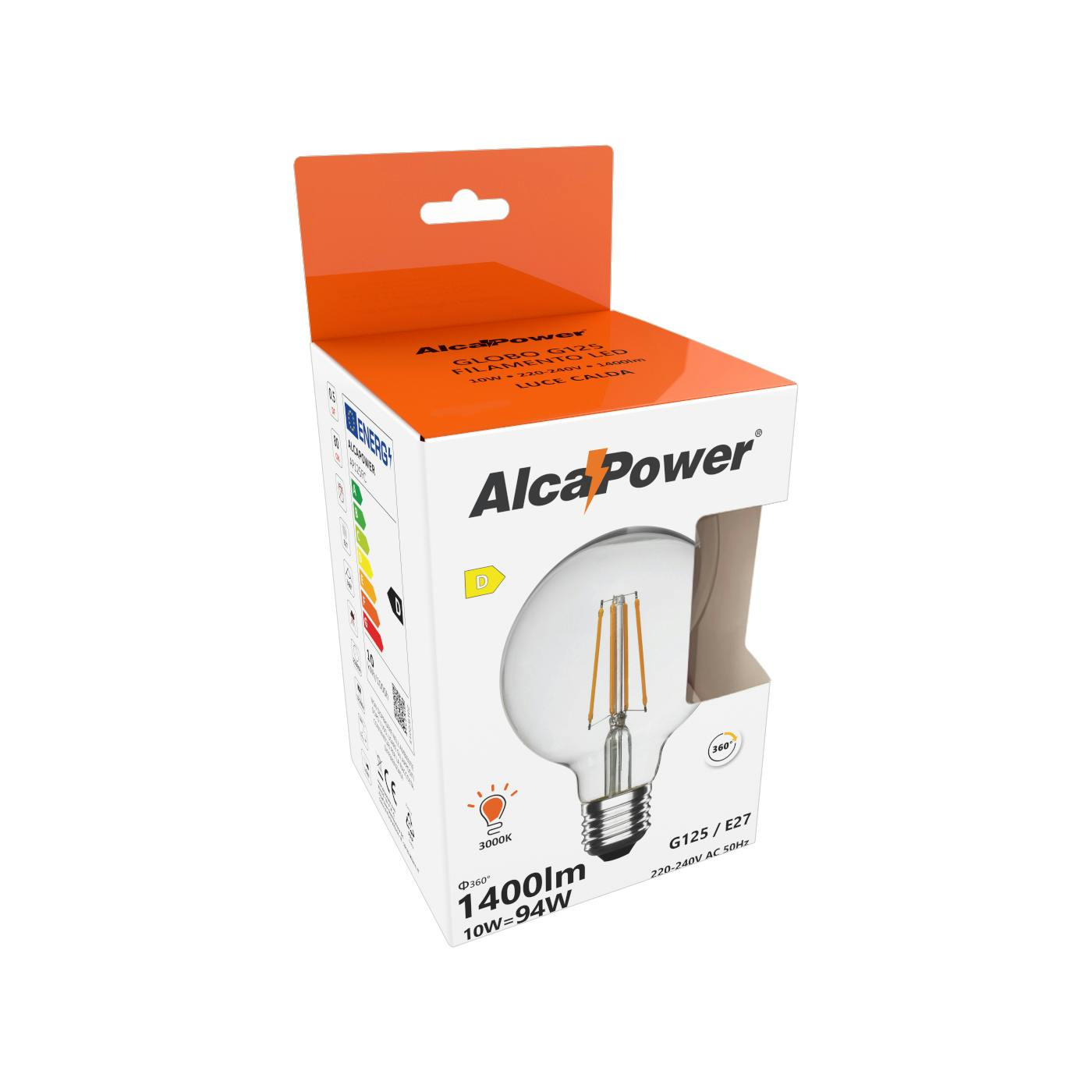 Lampadina A Led G125 22 Watt Globo Attacco E27 Luce Calda 3000k Risparmio Energetico Per Illuminazione 42094855