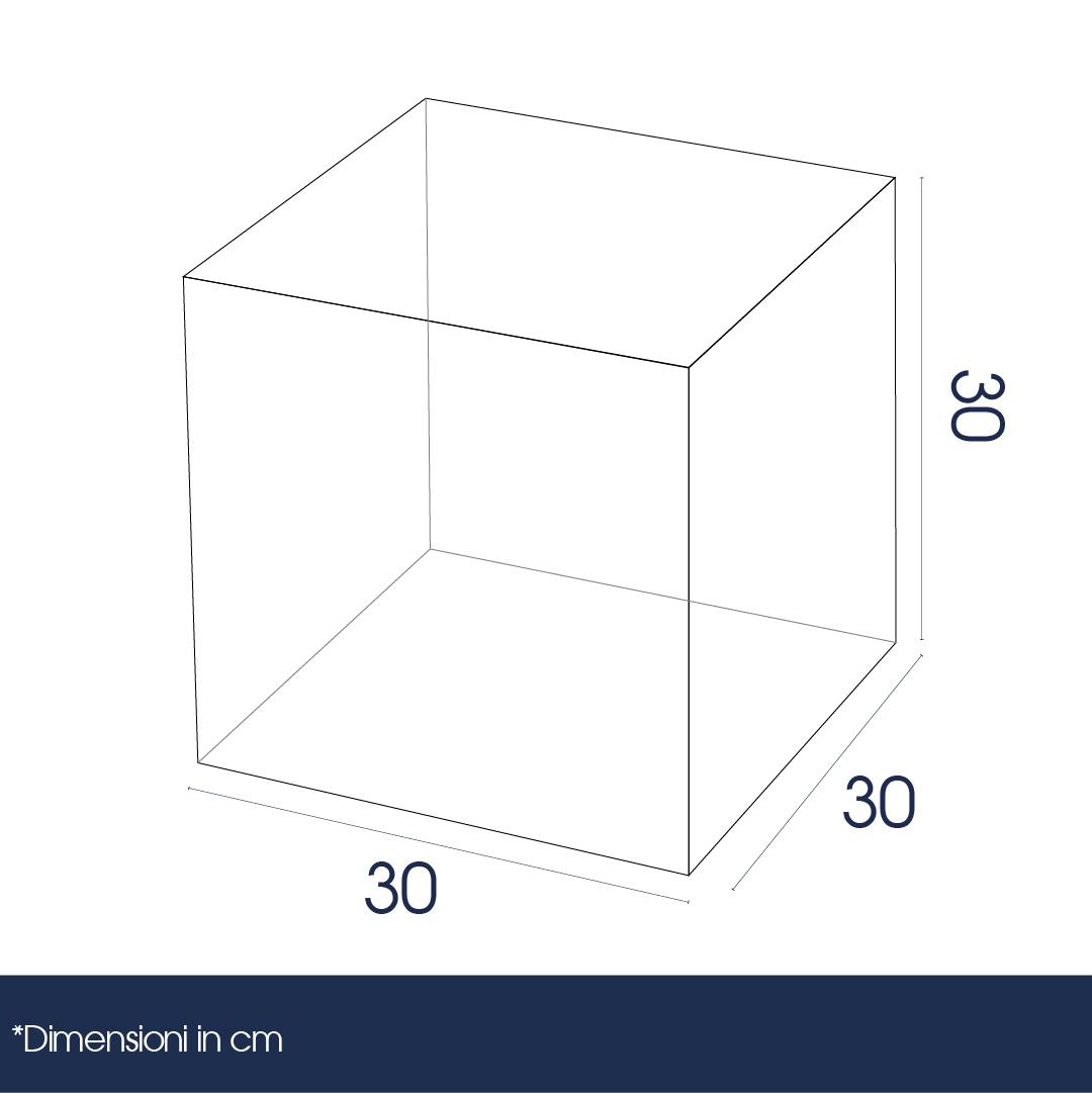 Cubo espositore in plexiglass trasparente aperto da 2 lati - Misura: 30 x  30 x H30 cm