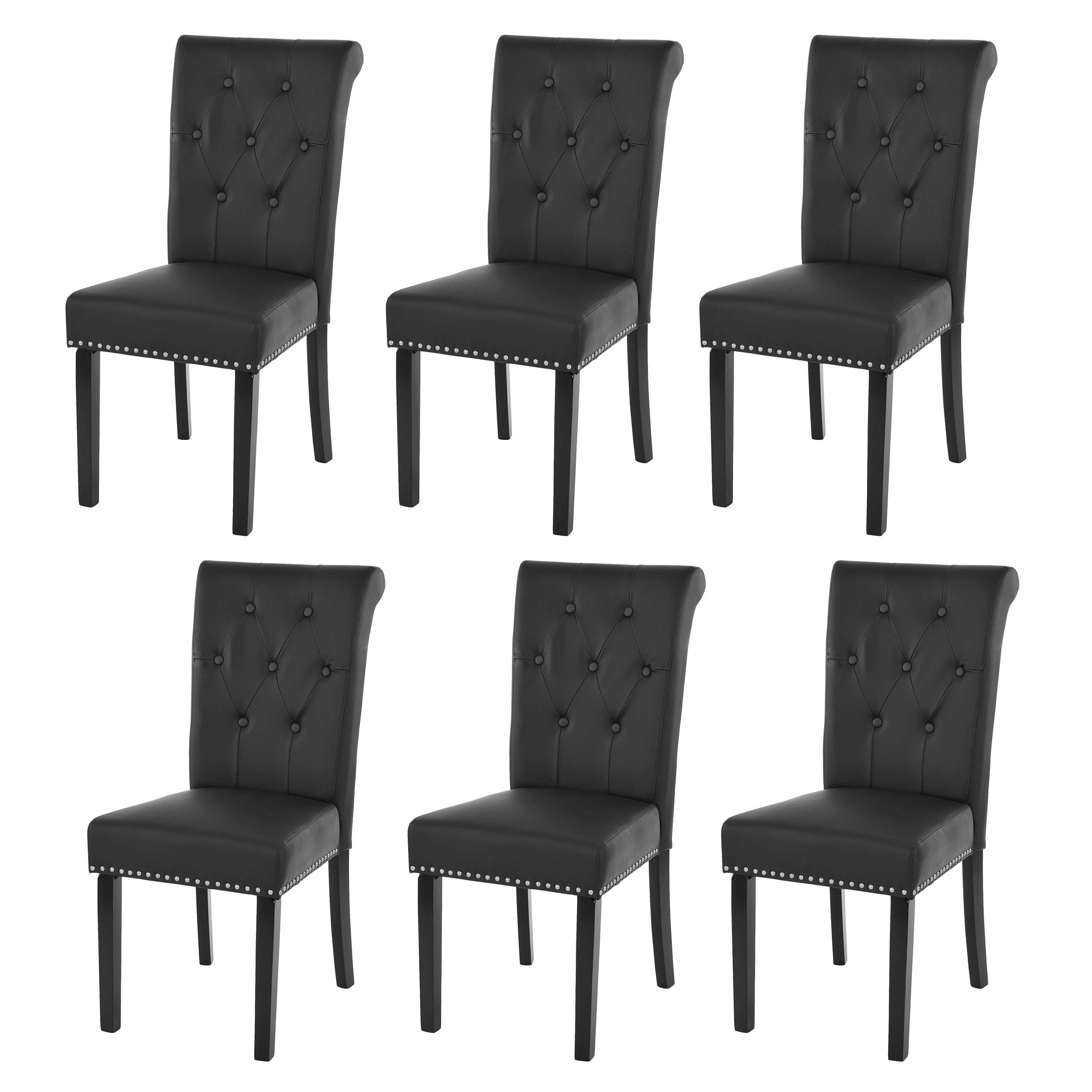 6er-Set Esszimmerstuhl Stuhl Küchenstuhl Novara II, Leder ~ schwarz, dunkle  Beine von Heute-Wohnen