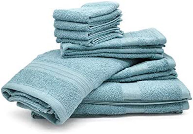 Set 10 PEZZI di asciugamani Bassetti Celeste 100% Cotone di alta qualità