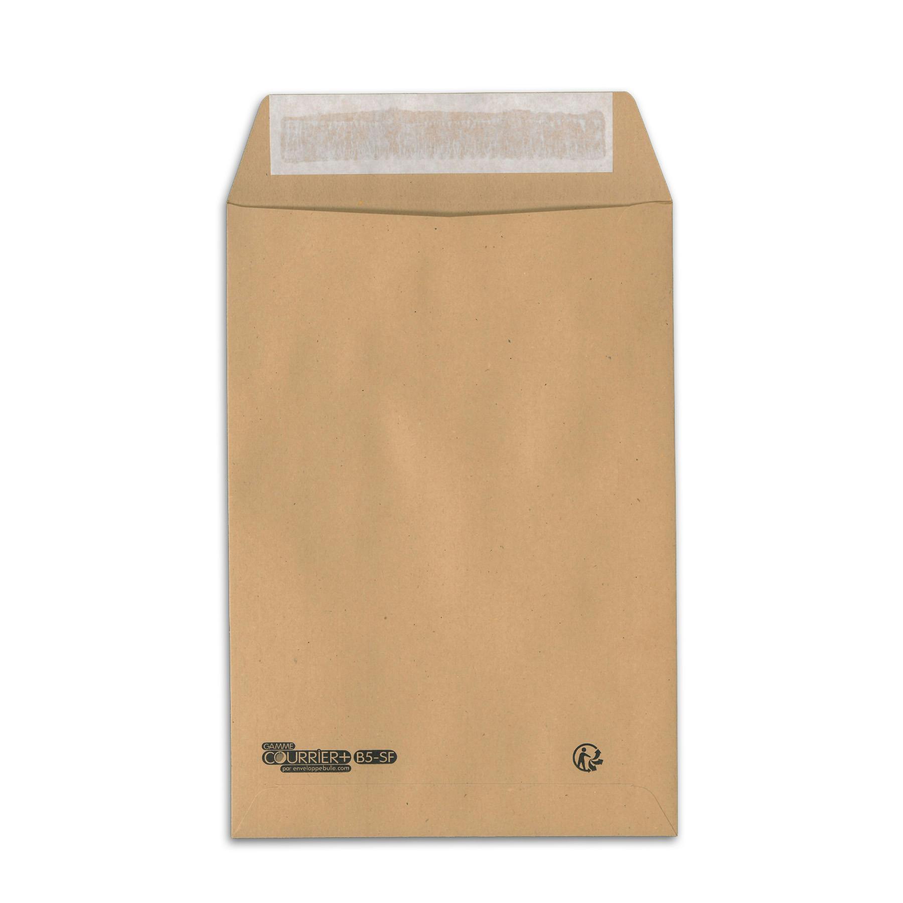 Lot de 50 Enveloppes kraft brun uni B5 auto-adhésives