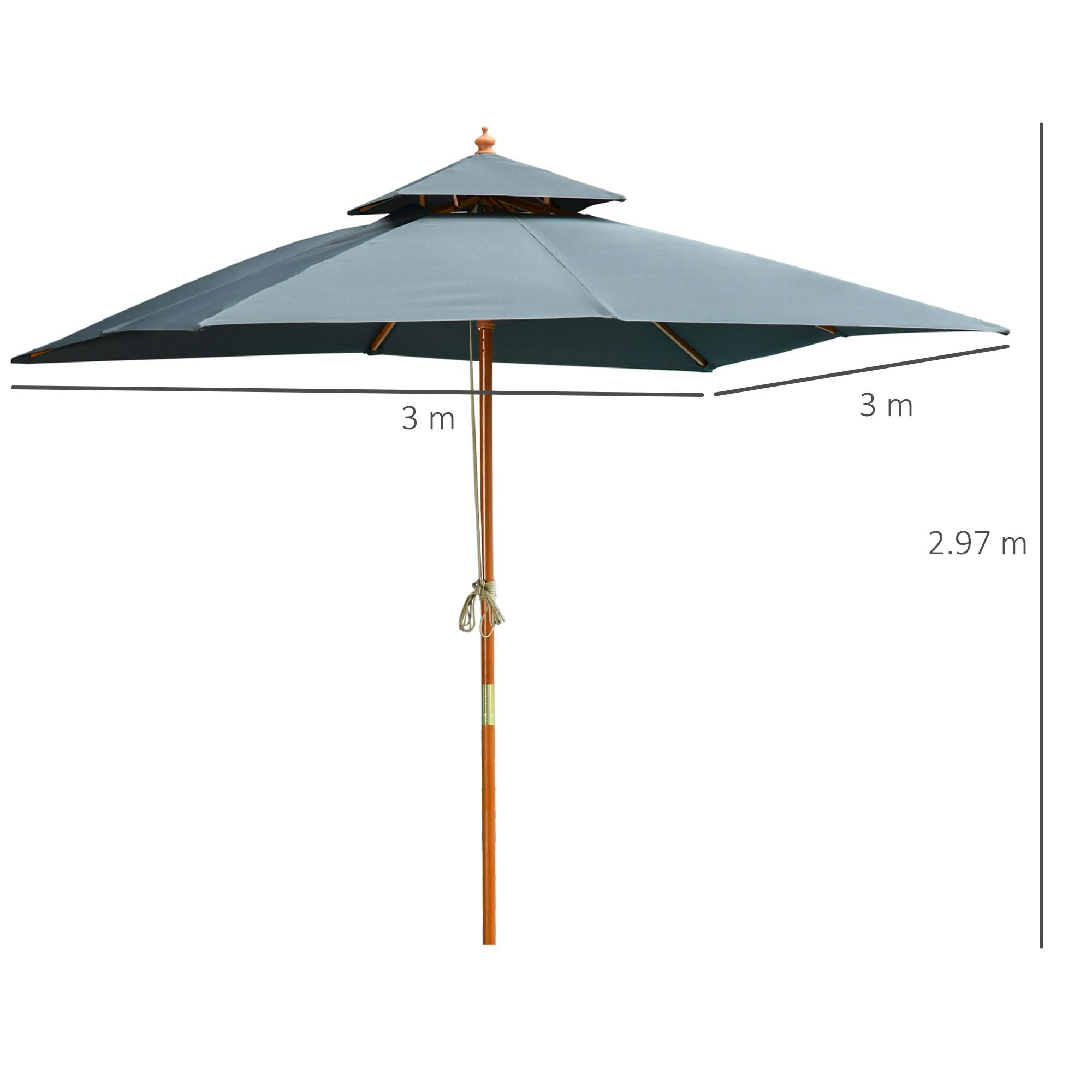 Ombrellone da Giardino 3x3 m Palo Ø48 mm in Alluminio Giordanoshop