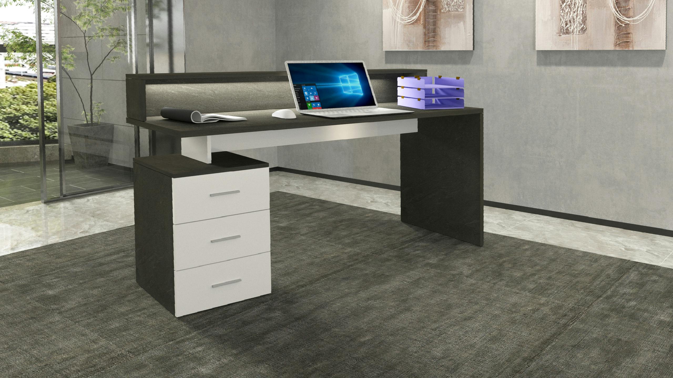 New Selina Report scrivania moderna ad angolo 160x180 con cassettiera 3  cassetti