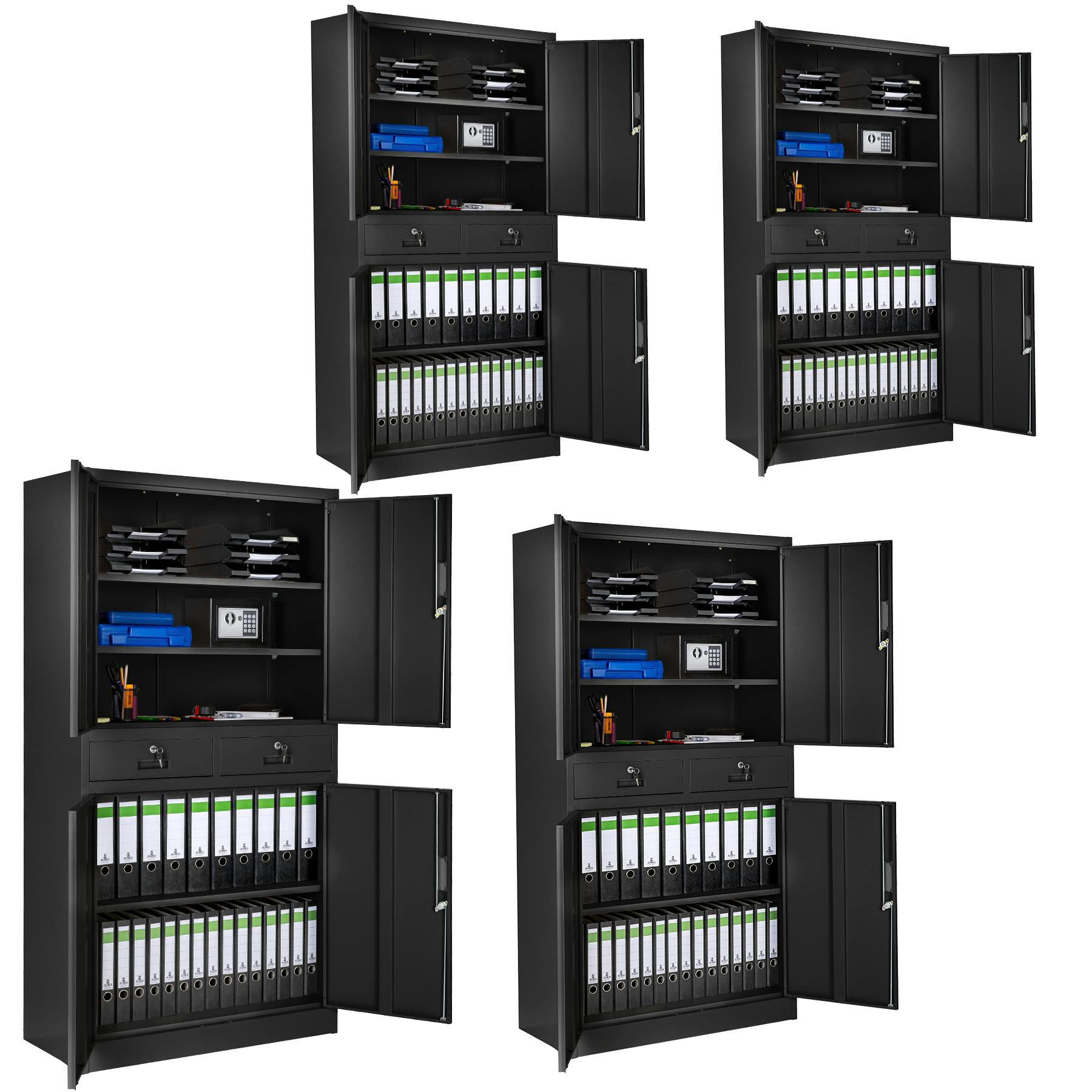 tectake 4 armários de arquivo com fecho de segurança, 5 alturas + 2