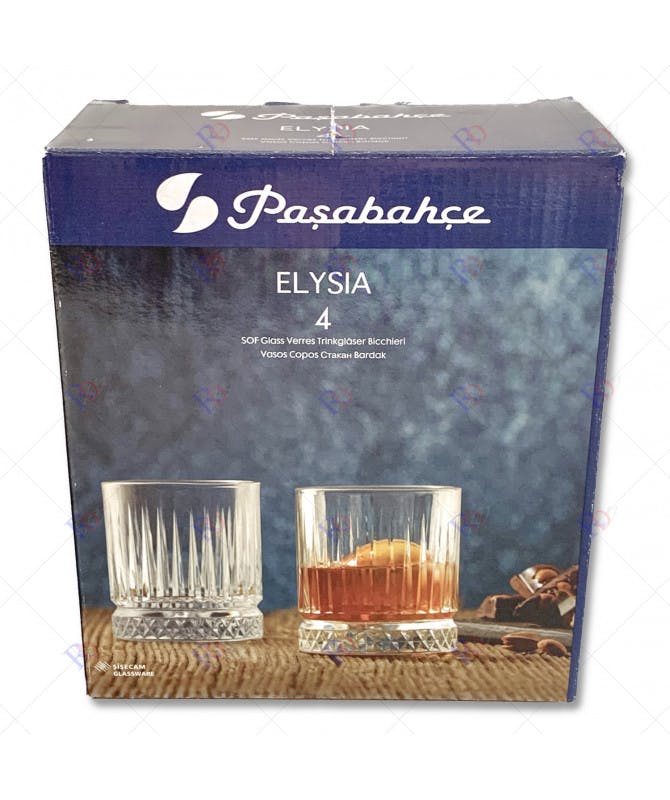 Pasabahce Set 4 Bicchieri in Vetro Elysia per Whisky 21cl
