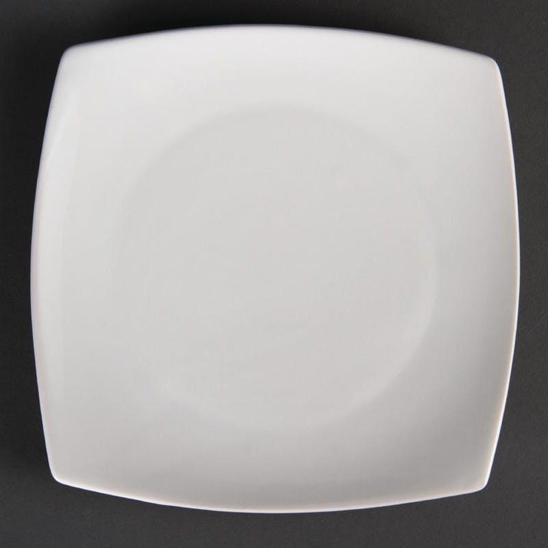 Assiette carrée à large bord blanche, 250mm