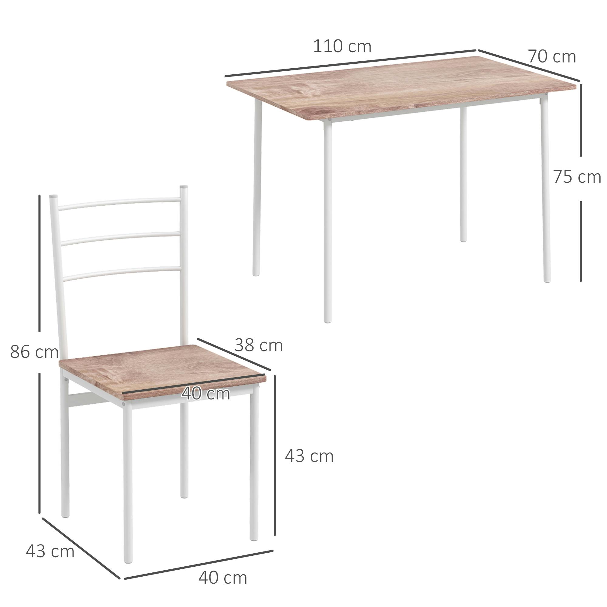 HOMCOM Conjunto de Comedor 5 Piezas Juego de 1 Mesa y 4 Sillas con