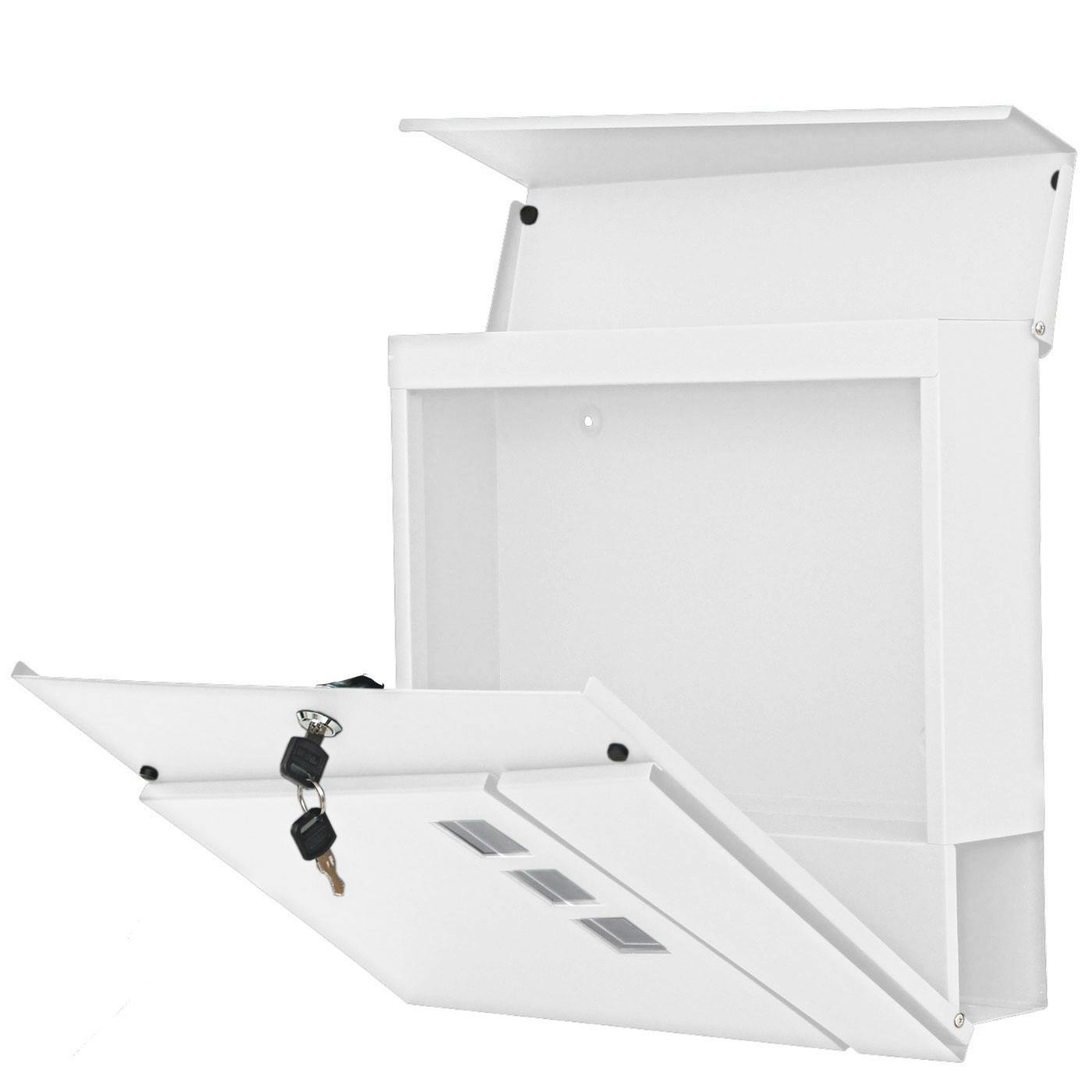 Buzón exterior con compartimento para periódicos negro diseño madera y  soporte