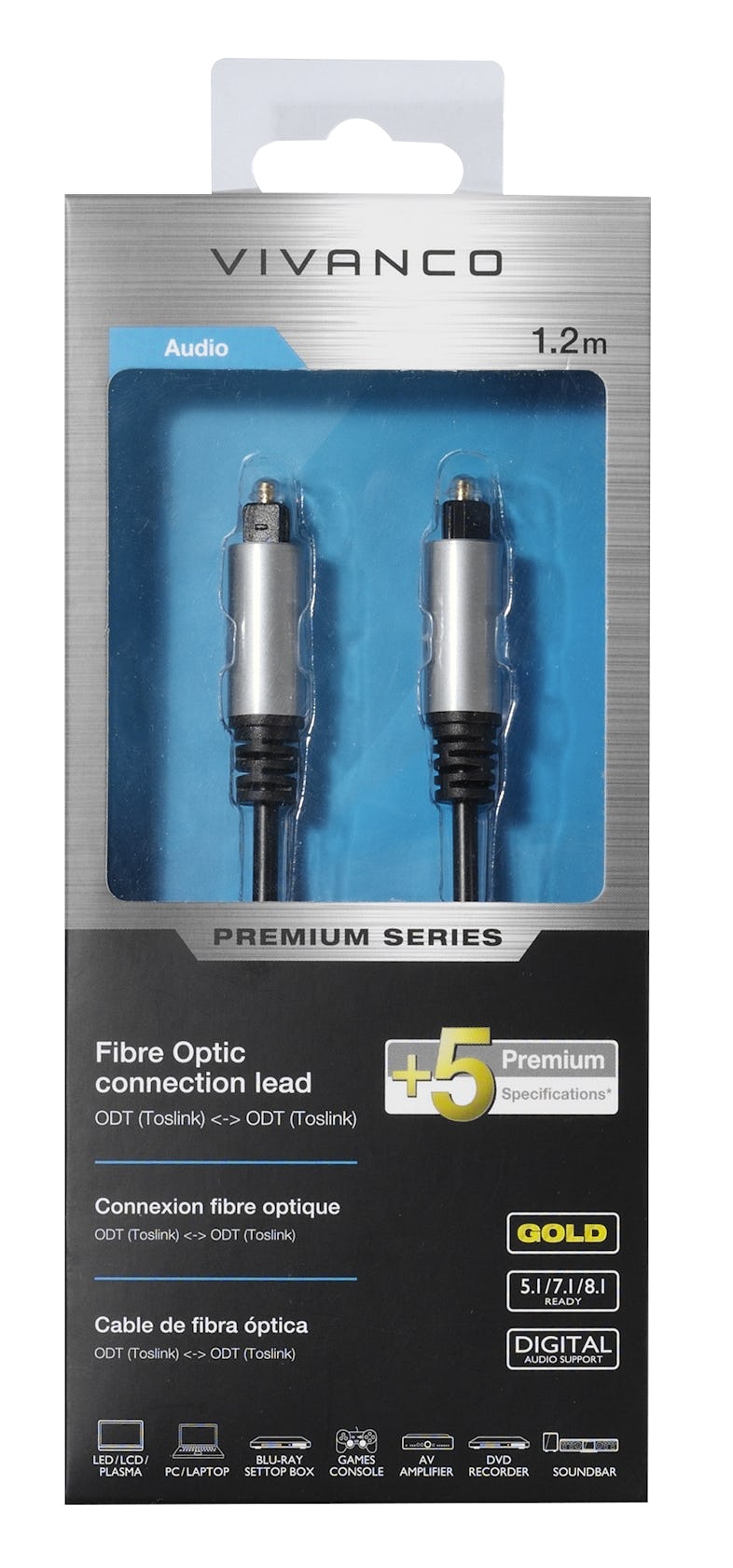 Cable Fibra Optica Digital Toslink 1,8 Metro