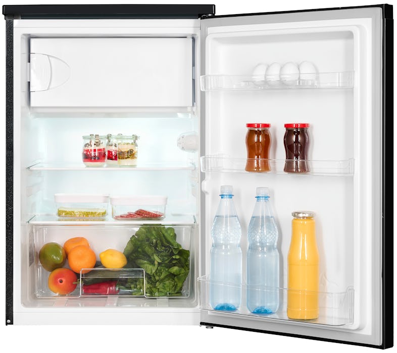 Exquisit Kühlschrank KS516-4-051C inoxlook-az, 107 L Volumen, Kühlschrank  mit Gefrierfach freistehend, 4* Gefrieren, LED-Licht