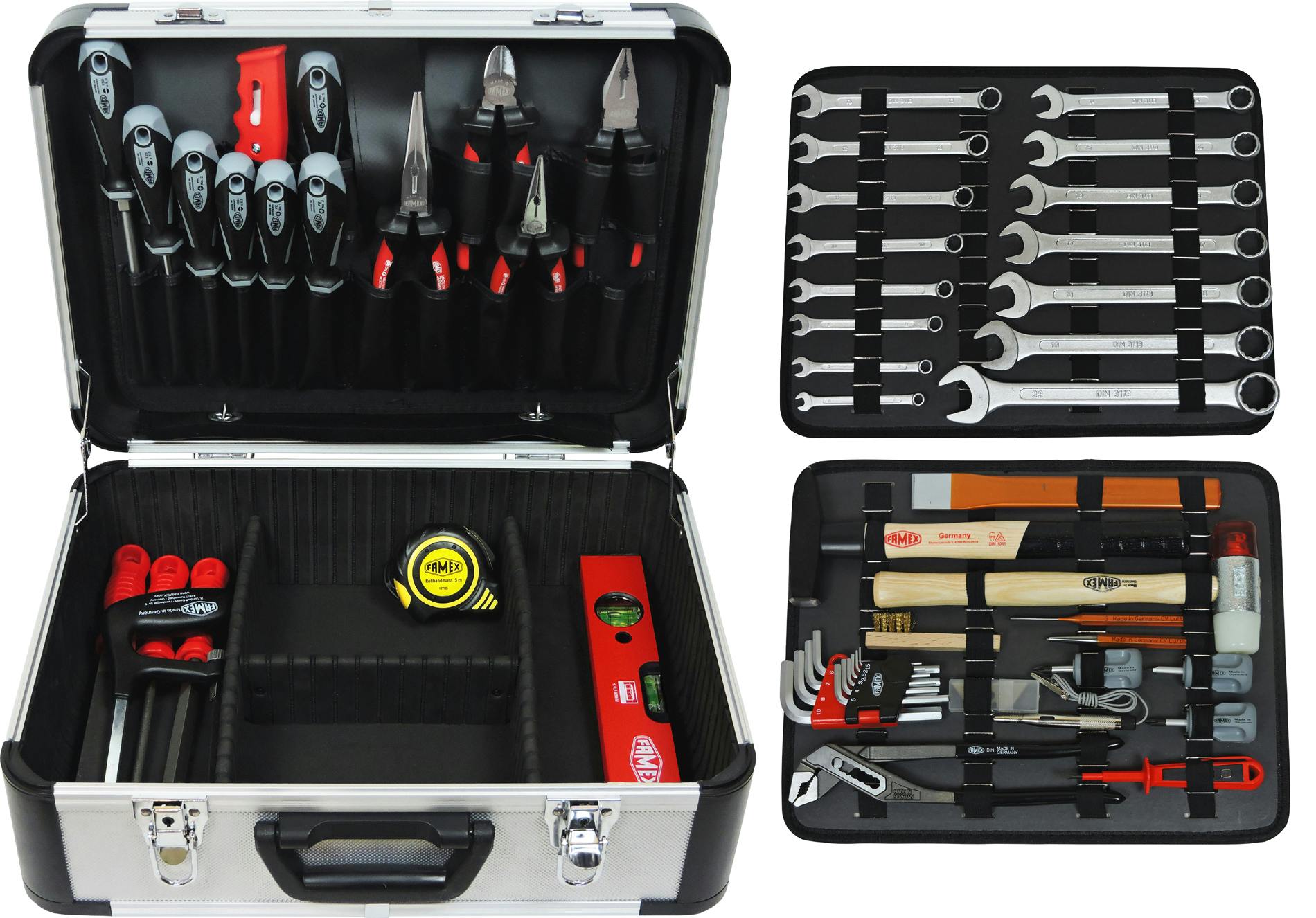 Profi Marktplatz Werkzeug Alu FAMEX - 720-88 PROFESSIONAL Set METRO | mit Werkzeugkoffer