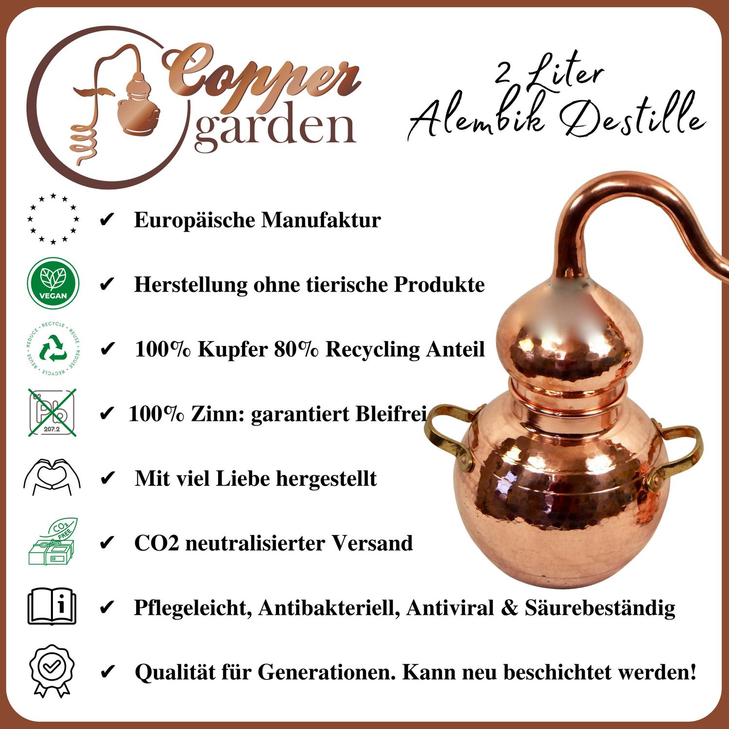 CopperGarden®` Destille Alembik 2 Liter