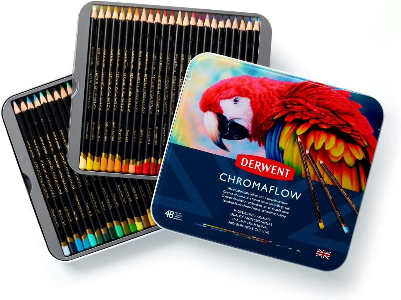 Derwent Academy Set di 24 Matite Colorate Sfumabili in Custodia di Metallo,  Adatte a Colorare, Disegnare ed Illustrare