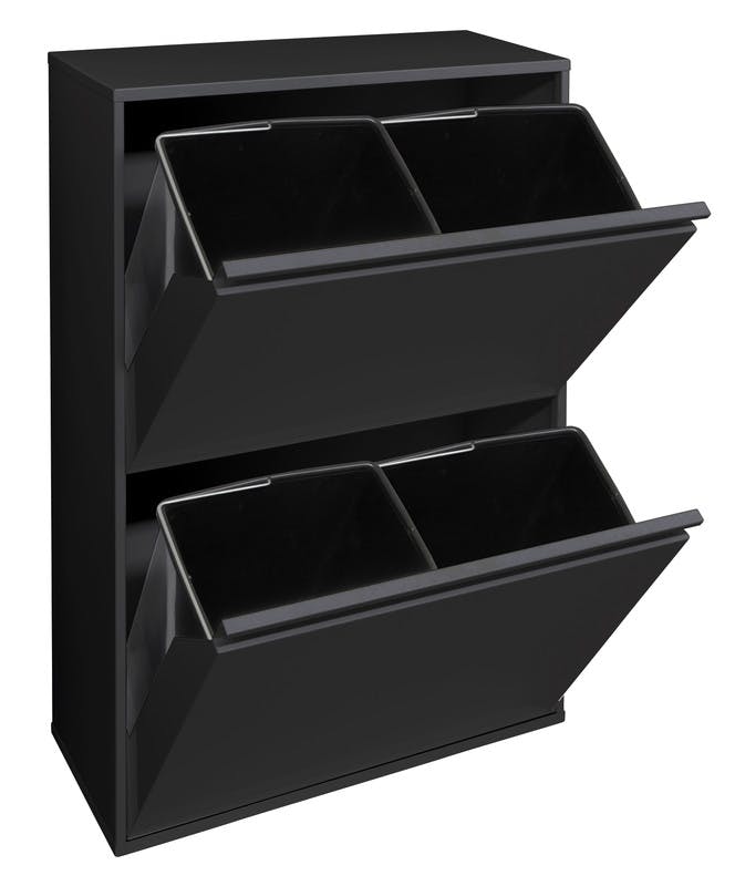 ARREGUI Basic CR606 B Cubo de basura y reciclaje de acero de 4 cubos mueble de reciclaje 4 x 17 L 68 L negro Makro