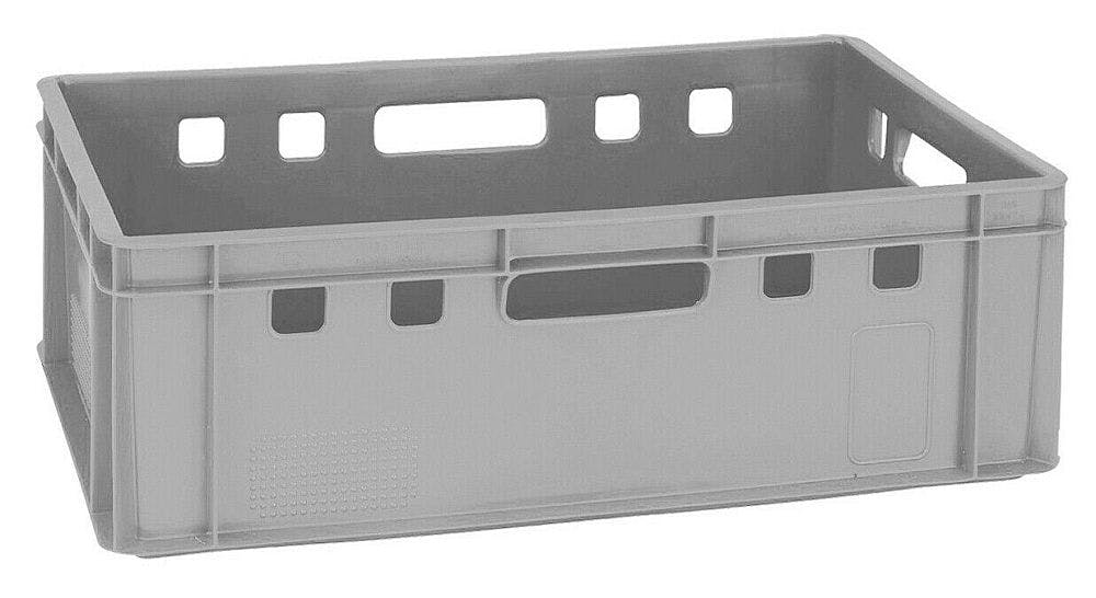2x Stapelkiste grau E3 Metzgerkiste Lagerkiste Transportbox Lagerbehälter Kiste 