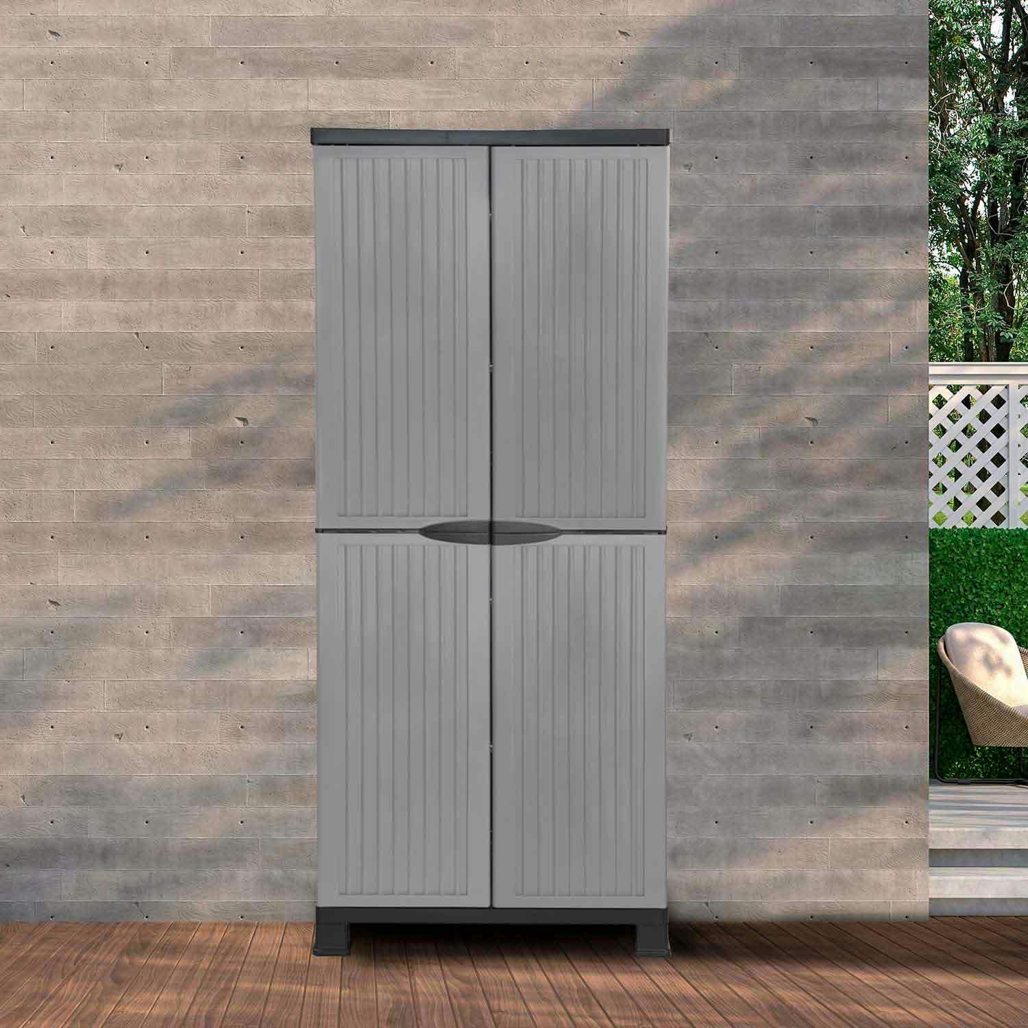 Armadio Esterno in Resina con 3 Ripiani Grigio 171x68x39cm O91 METRO