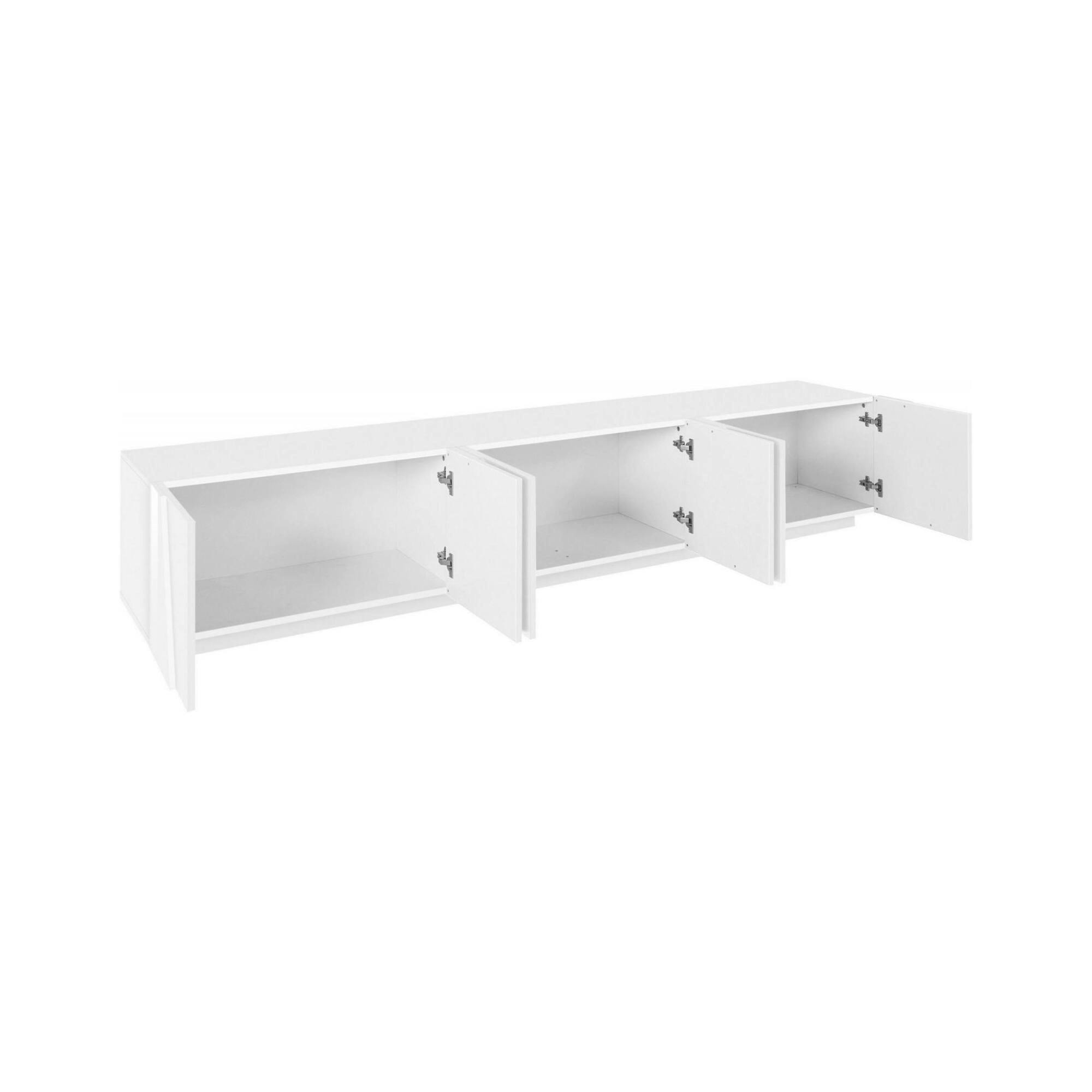 Dmora Mobile porta TV Lucas, Credenza bassa da soggiorno, Base porta TV, 100%  Made in Italy, cm 244x44h46, Bianco lucido