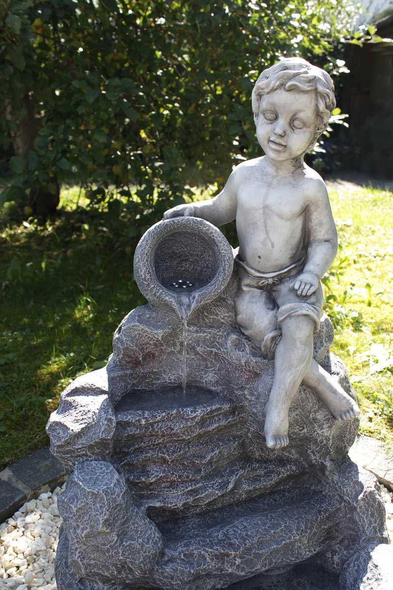 Gartenbrunnen Figurenbrunnen Wasserspiel FoChild Led 74 cm 10905 